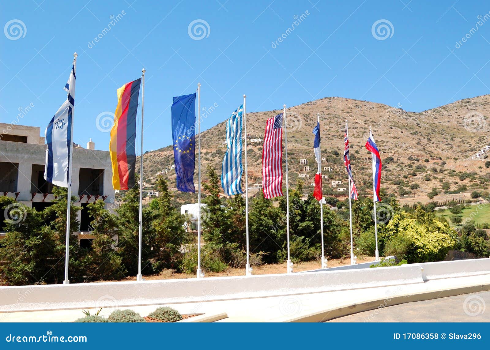 The Flags At Entrance Of Luxury Hotel Royalty Free Stock Photos Image
