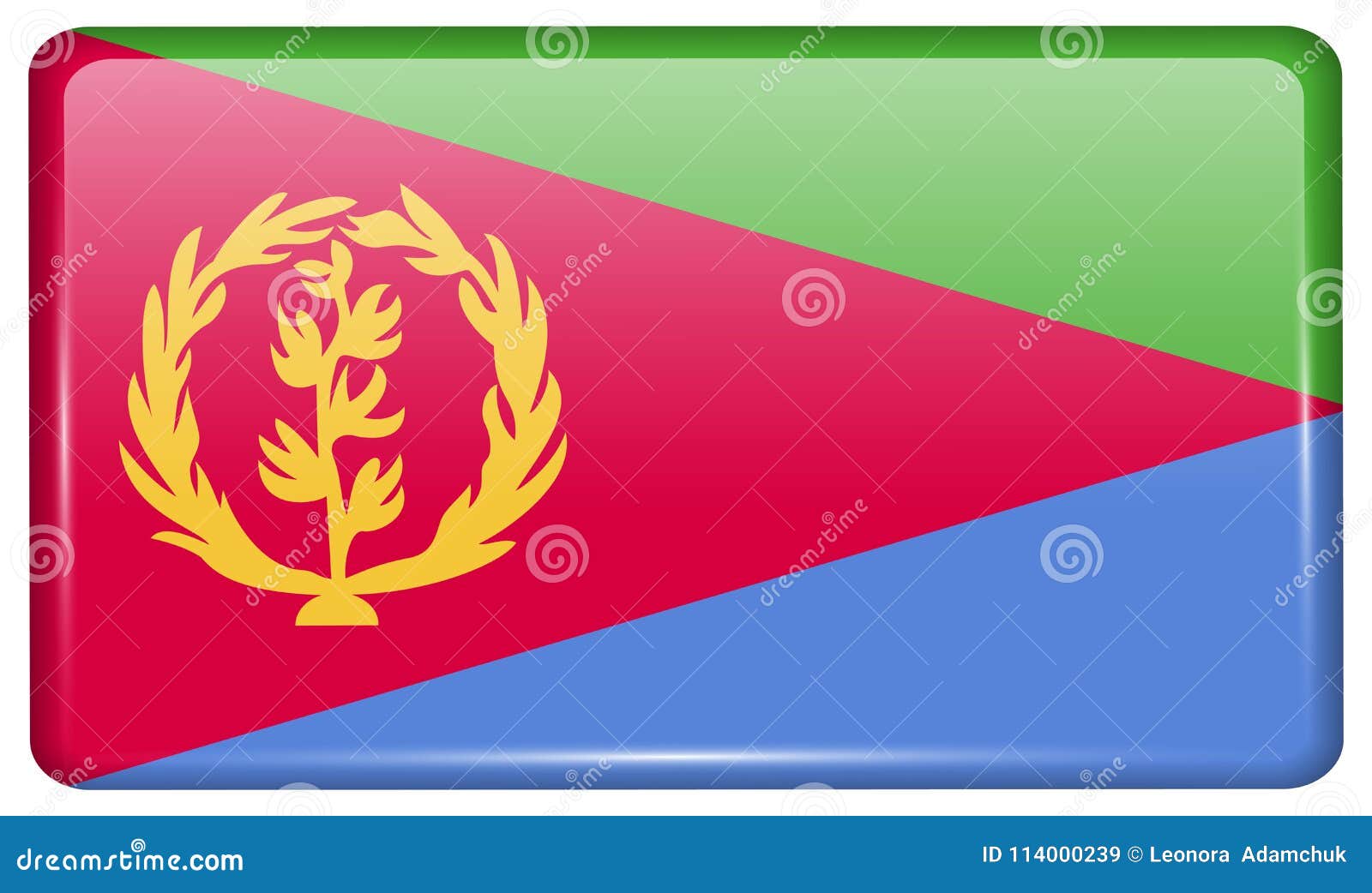 Download Flags Eritrea In The Form Of A Magnet On Refrigerator With Reflections Light. Stock Illustration ...