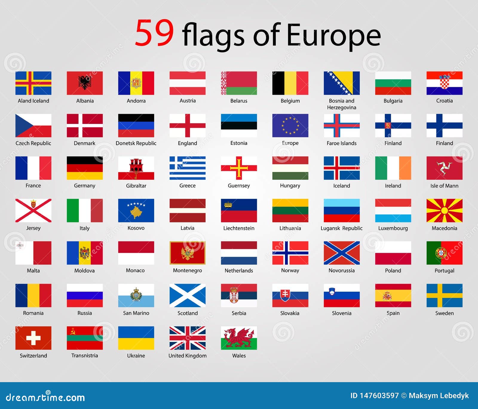 Flags Of Europe Full Vector Collection World Flags Stock