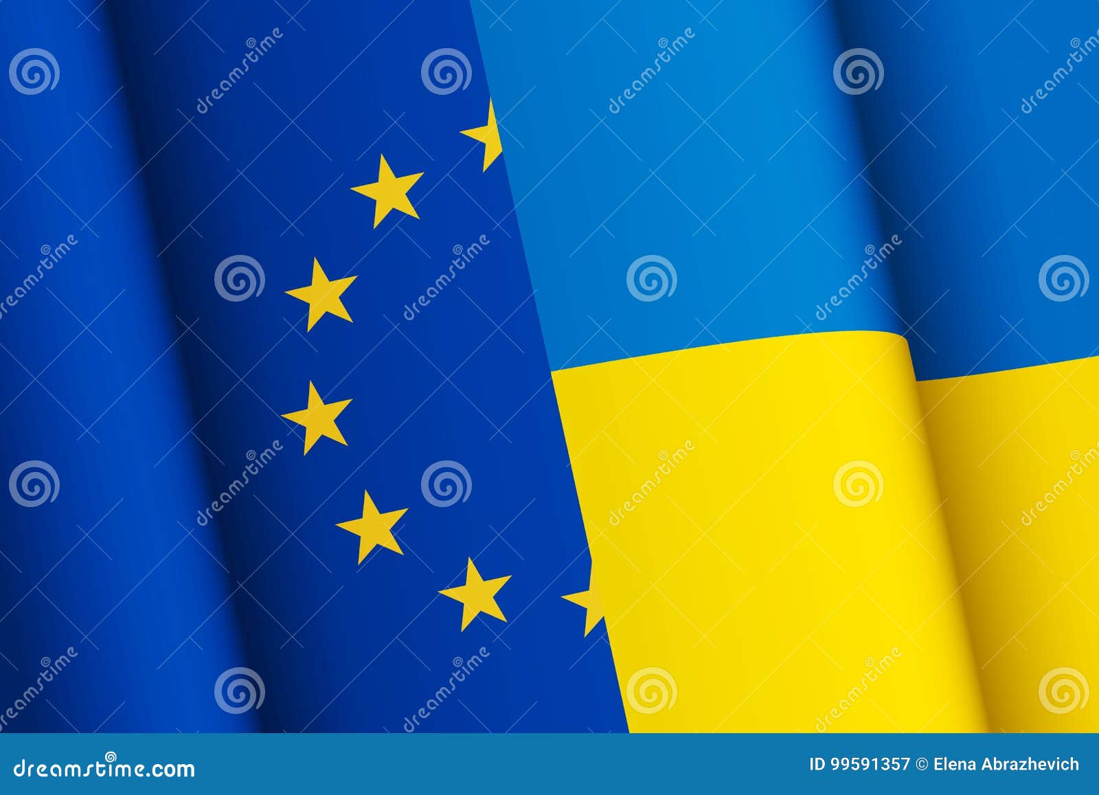 Combined Flags of the European Union and Ukraine Stock Illustration ...