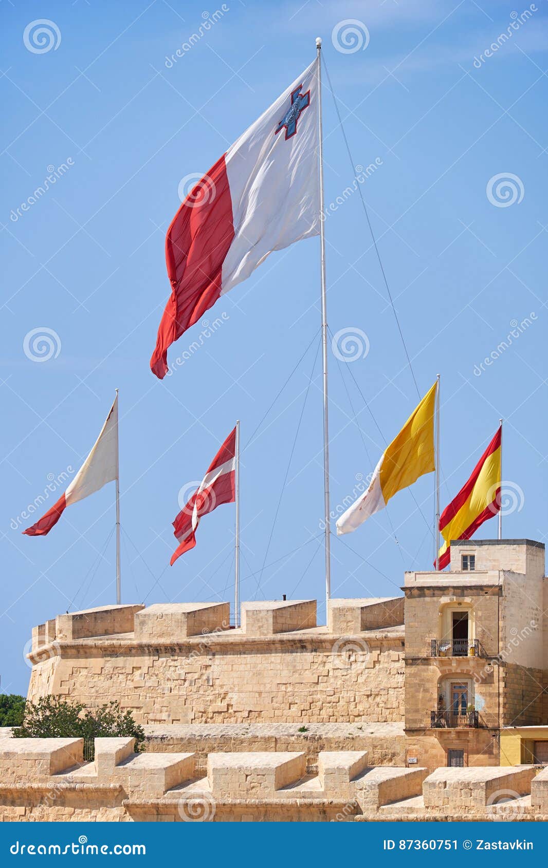 Sovereign Military Order of Malta SMOM Courtesy Boat Flag Roped & Toggled. 