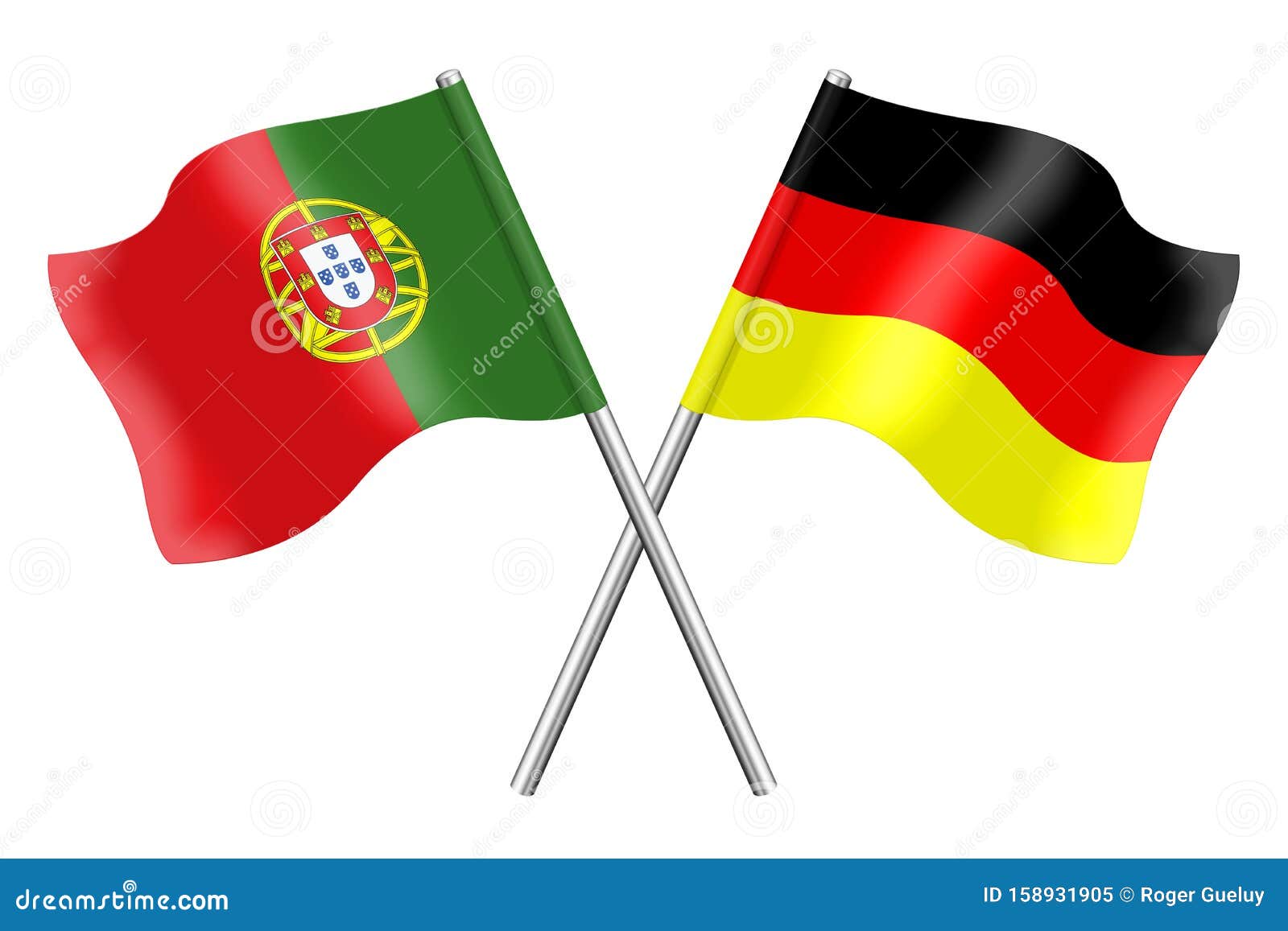 Flags of Germany and Portugal Isolated on White Background Stock Illustration Illustration of