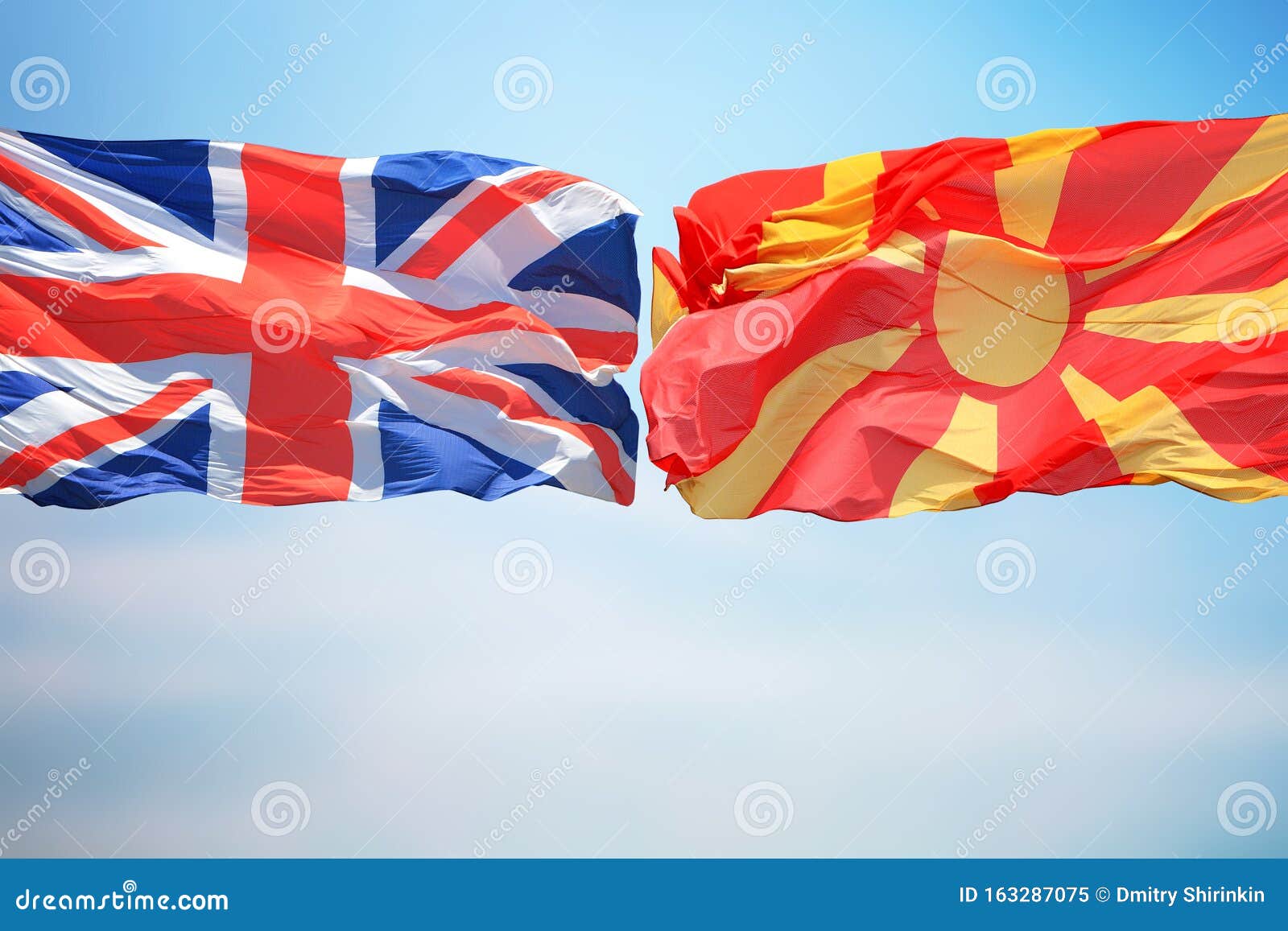 Flags Of Great Britain And Northern Macedonia Stock Image Image Of Government Country 163287075