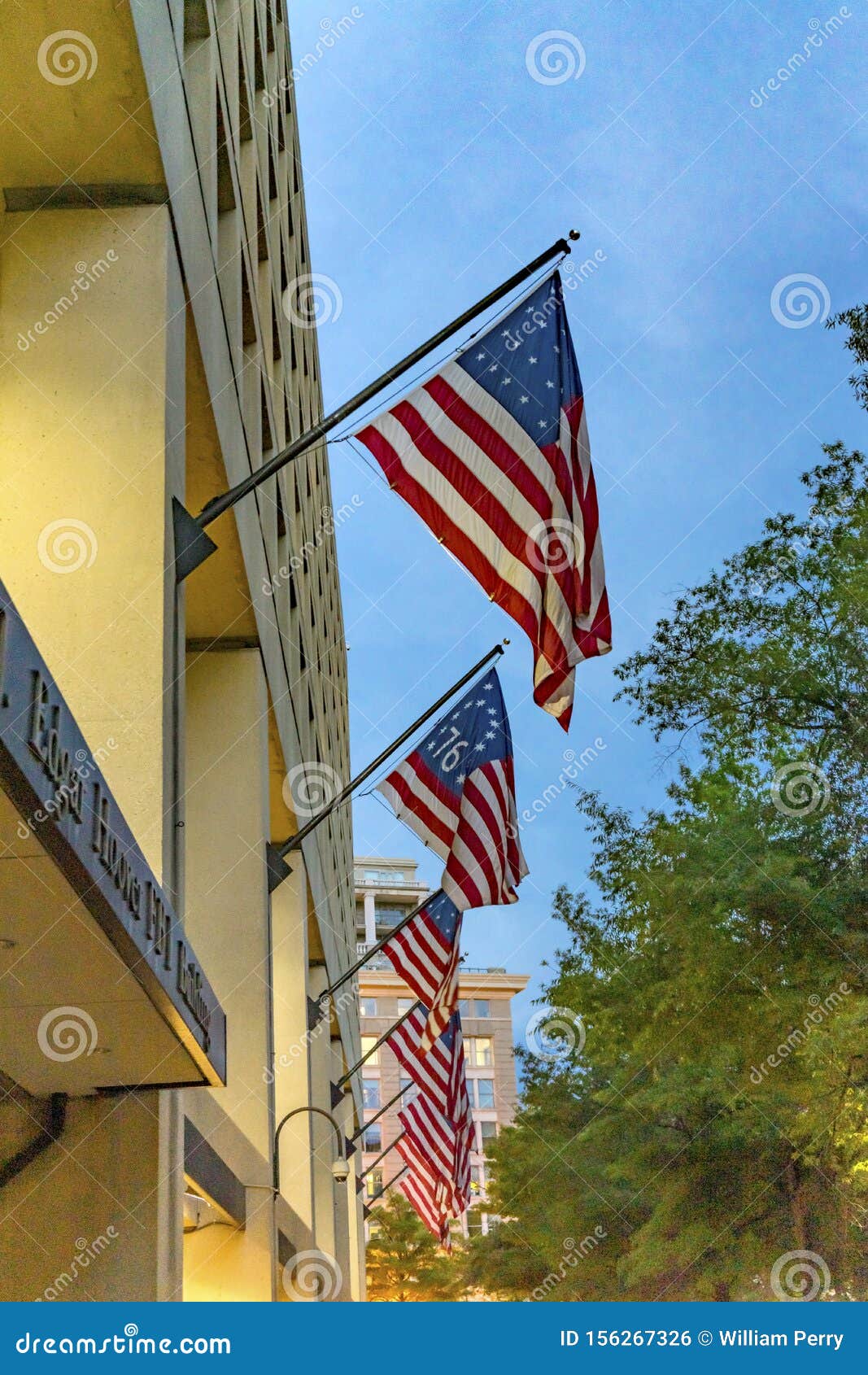 Flags J. Edgar Hoover Building Federal Bureau Investigation Washington ...