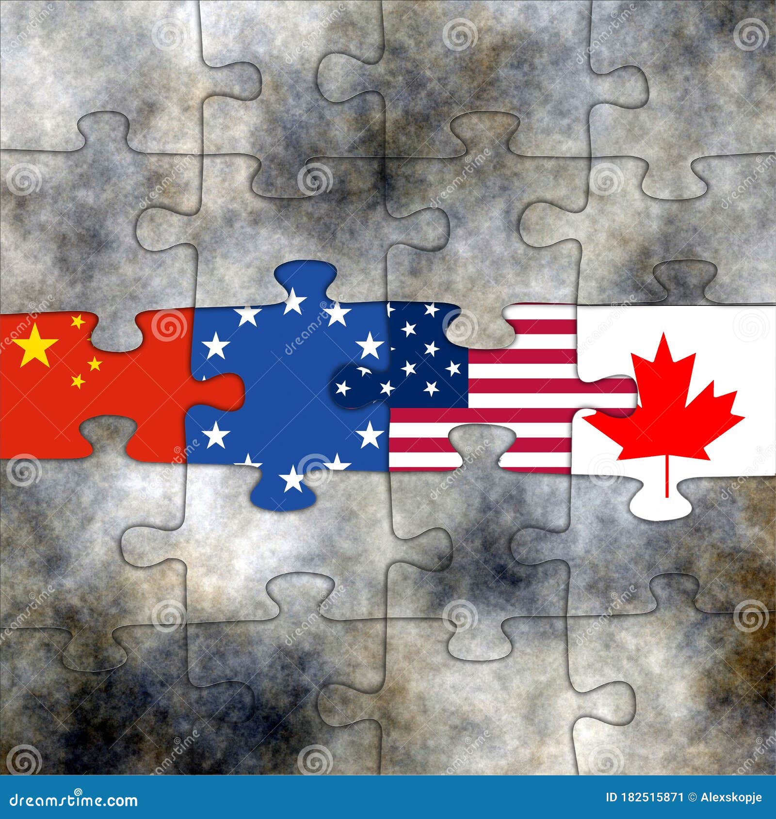 Flags on puzzle stock illustration. Illustration of frame - 182515871