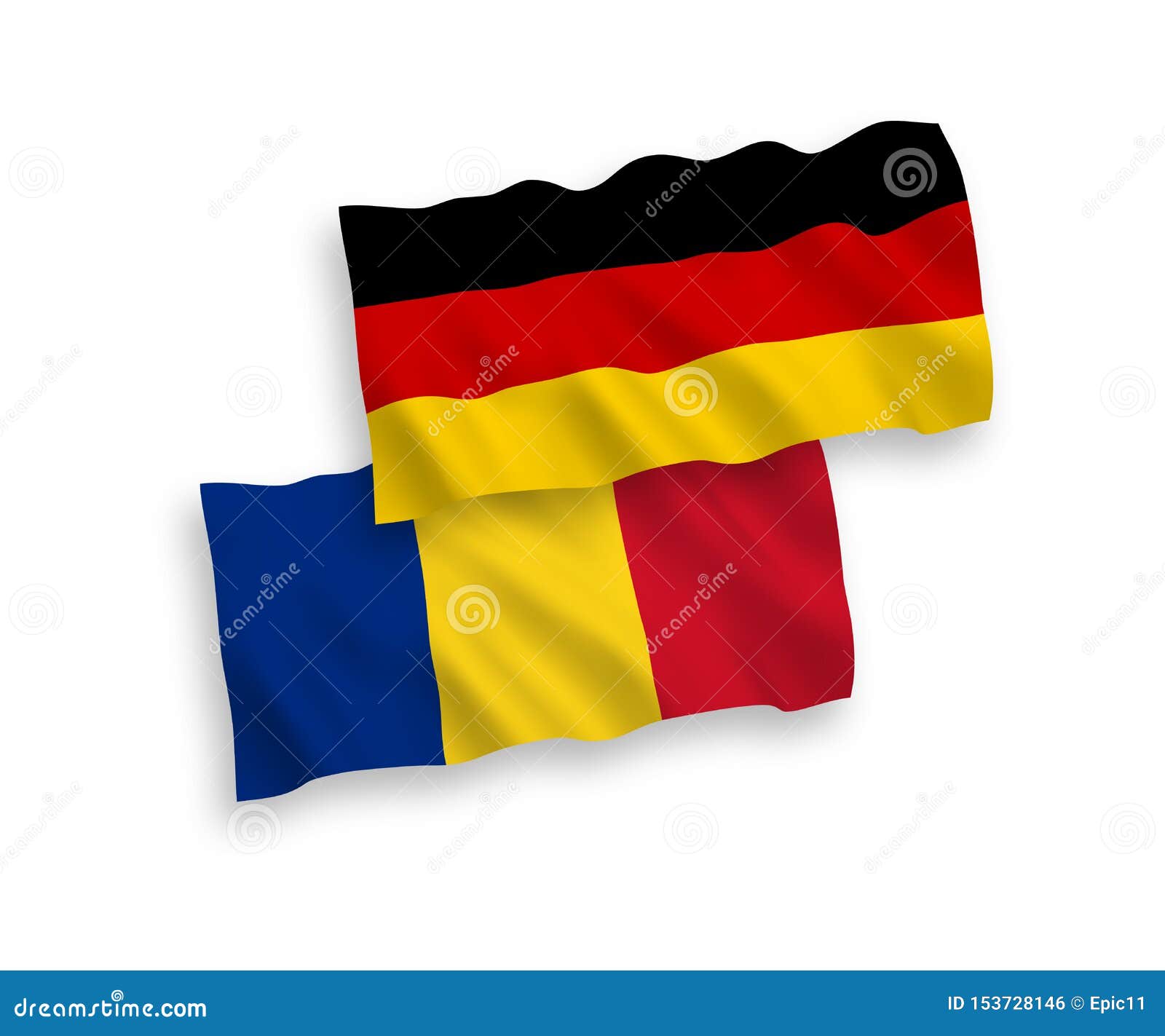 Flags of Romania and Germany on a White Background Stock Vector ...