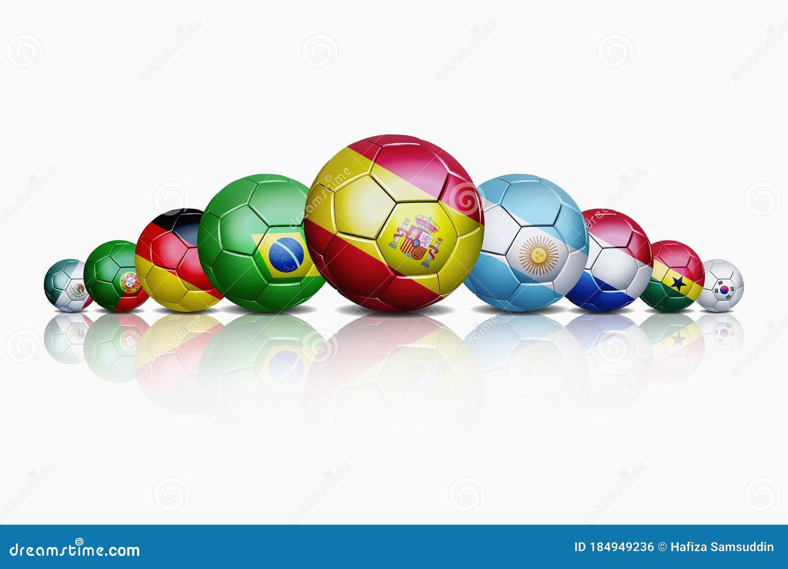 Flags on soccer balls stock illustration. Illustration of international