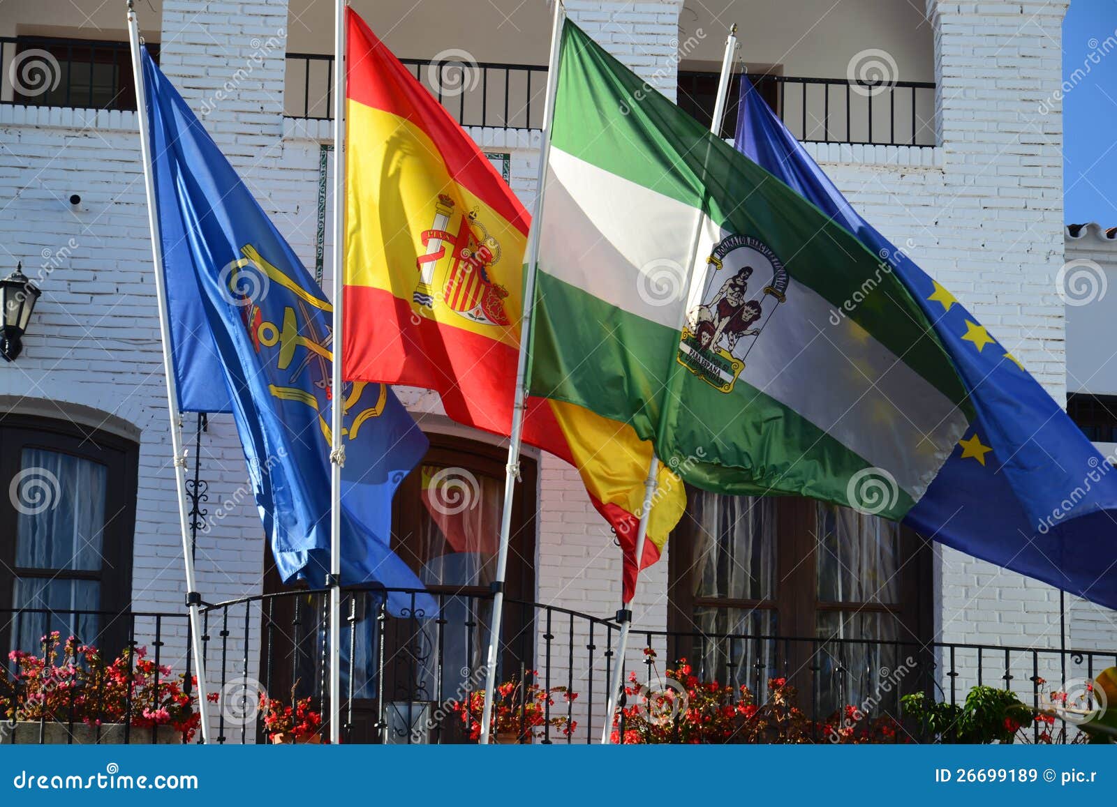 Flags in Spain stock image. Image of arbonaida, espana 26699189