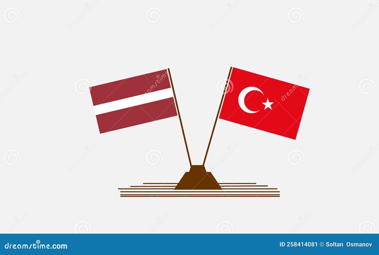 Flags of Turkey and Latvia . Partnership. Background and Illustrations