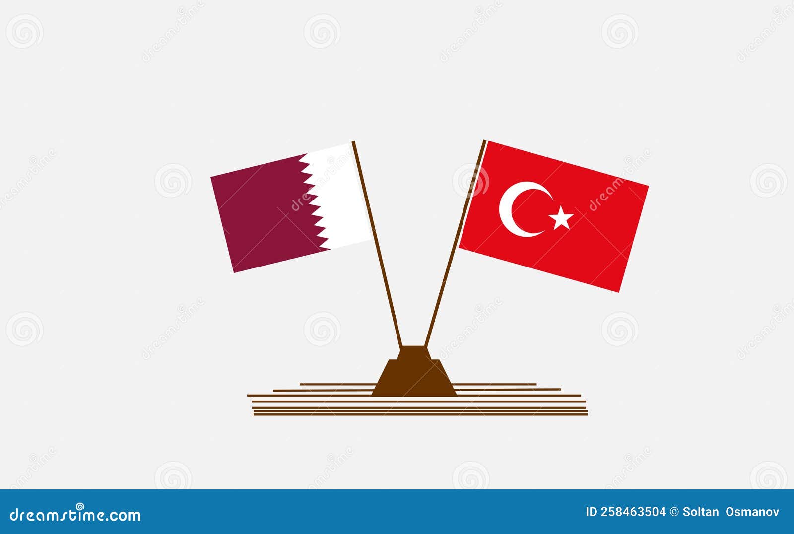 Flags of Turkey and Qatar . Partnership. Background and Illustrations