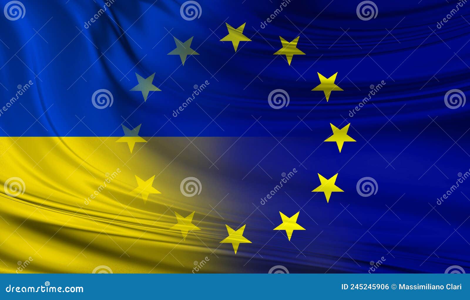 Flags of Ukraine and European Union. Concept of Future Entry of Ukraine ...