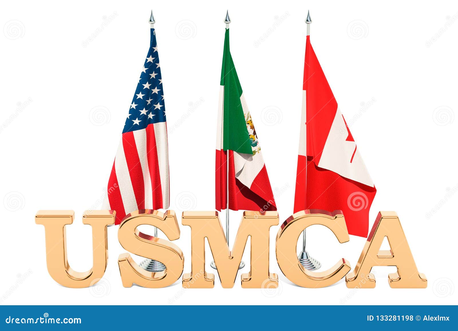 flags of the united states, mexico and canada, usmca agreement c