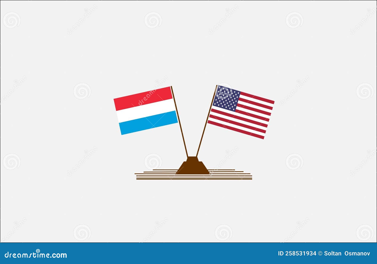 Flags of USA and Luxembourg. . Partnership. Background and