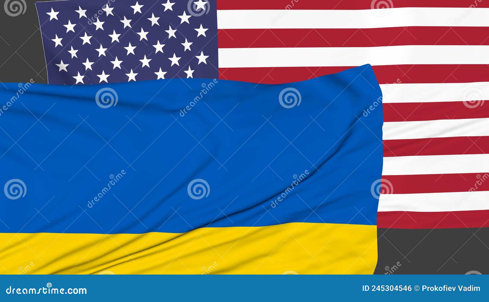 Flags of the USA and Ukraine. Relations between Countries Stock