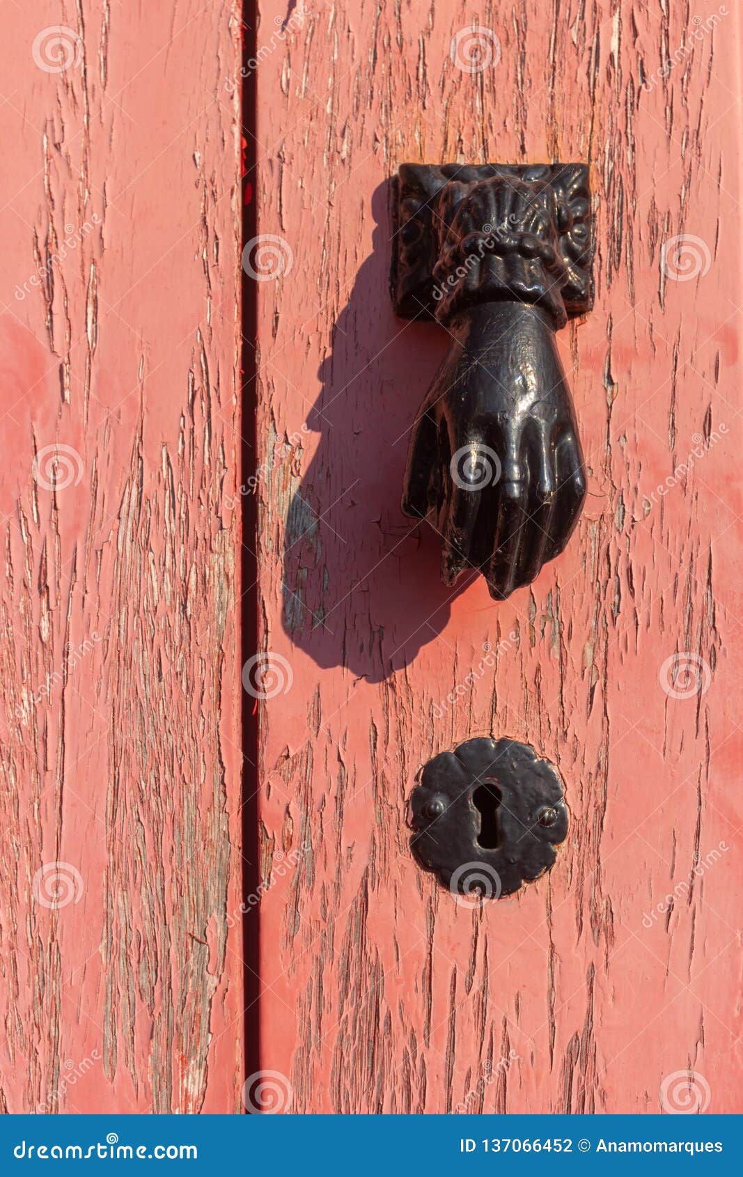 Flaky Paint on Old Door with Rusty Handle Stock Photo Image of