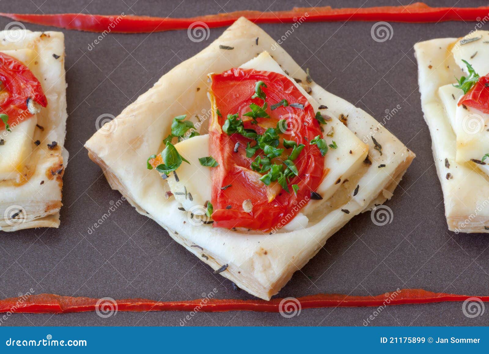 Flaky Pastry Snack with Feta, Tomatoes and Herbs Stock Image Image of ready, snack 21175899