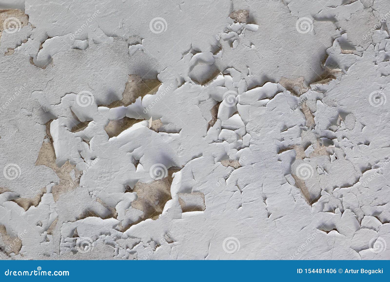 Flaky White Paint Peeling Off A Ceiling Background Stock
