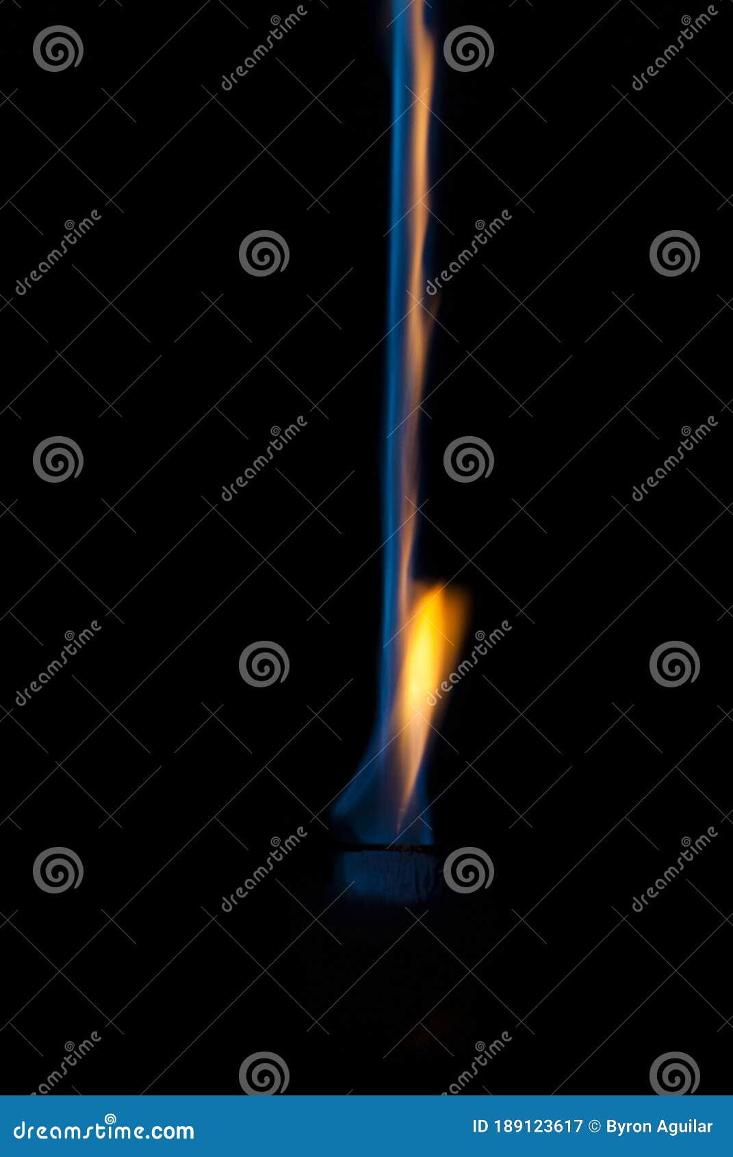 Flame Blue and Orange Fire Flame on Black Background, Lines and