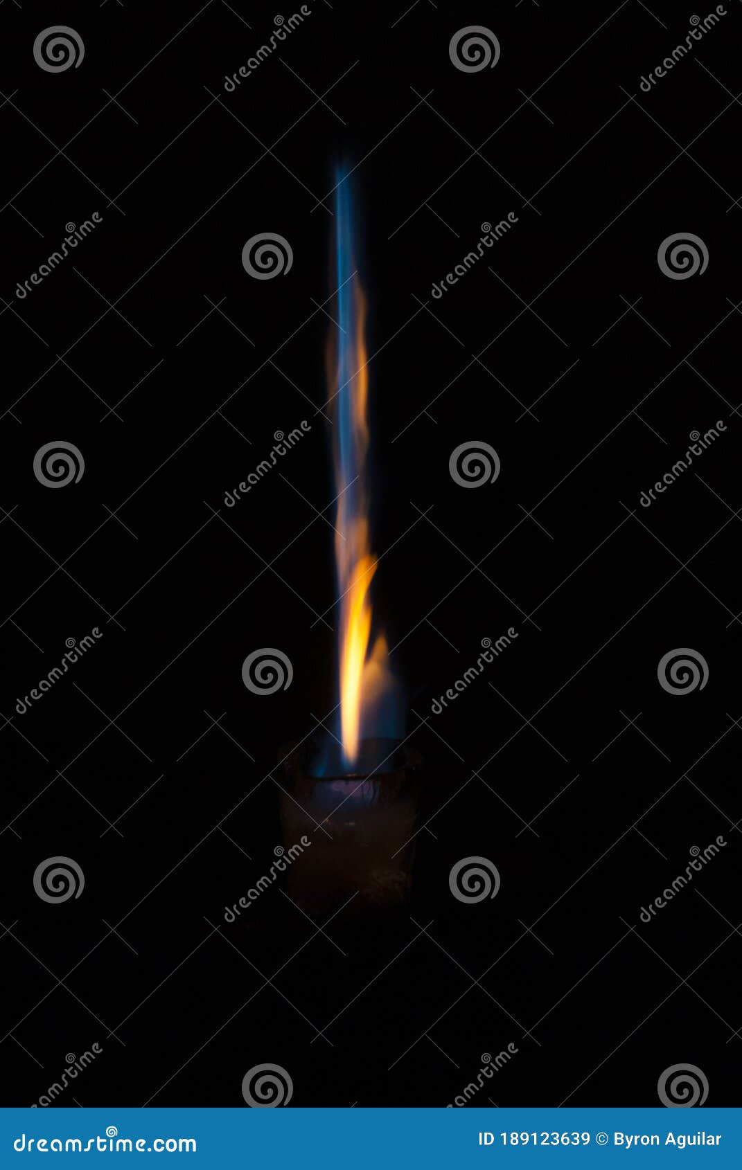 Flame Blue and Orange Fire Flame on Black Background, Lines and