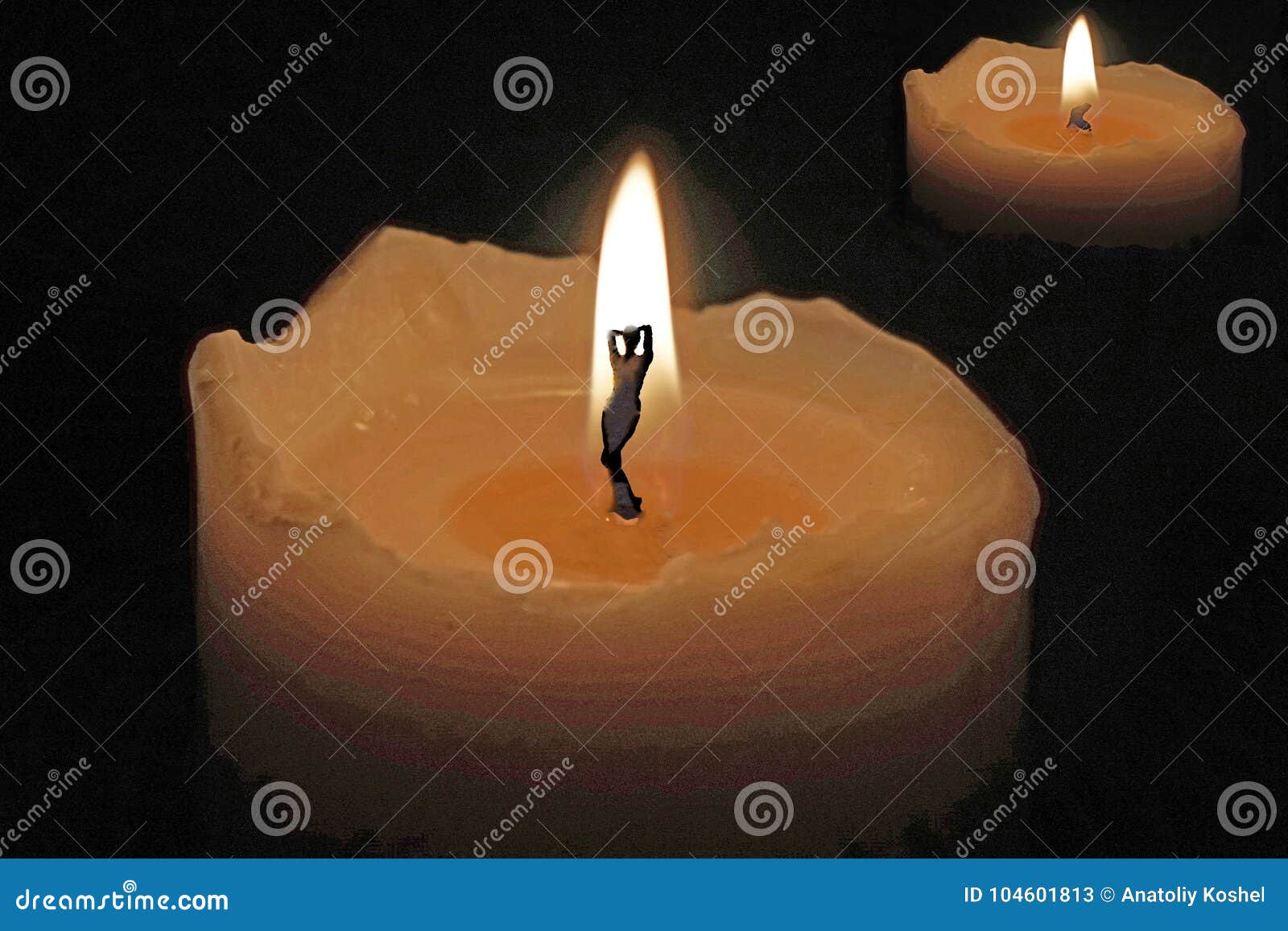 Flame of a Candle. Warm Light and Hallucinations with a Wick Stock