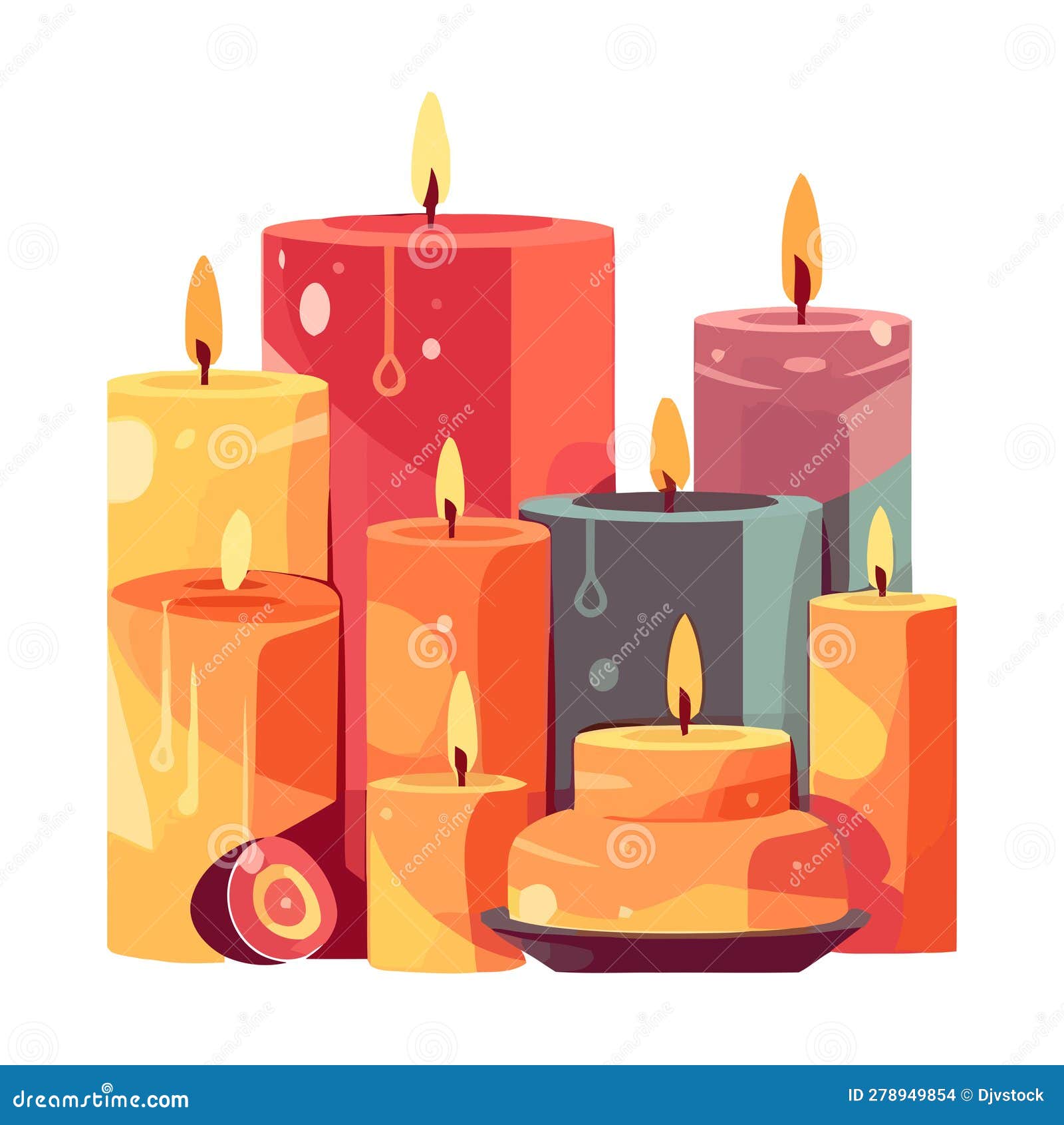 Flame Candles Light Celebration Stock Vector Illustration of fire