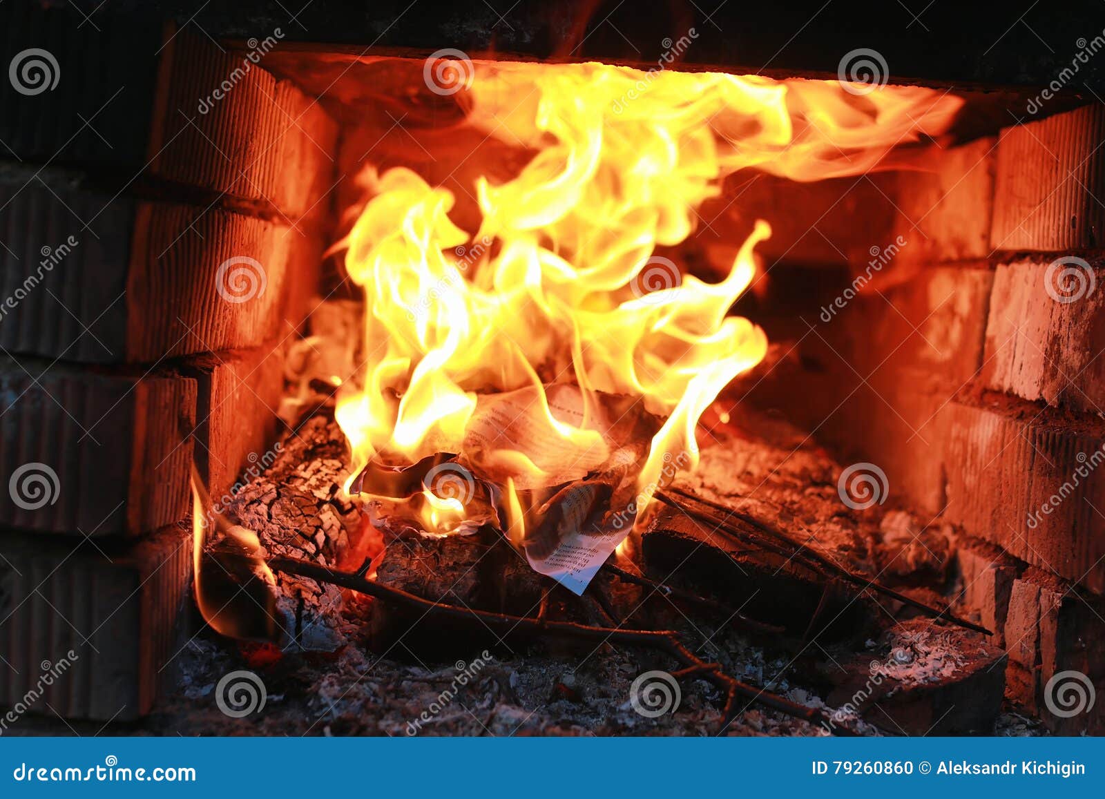 Flame fire in the oven stock photo. Image of dining, brick 79260860