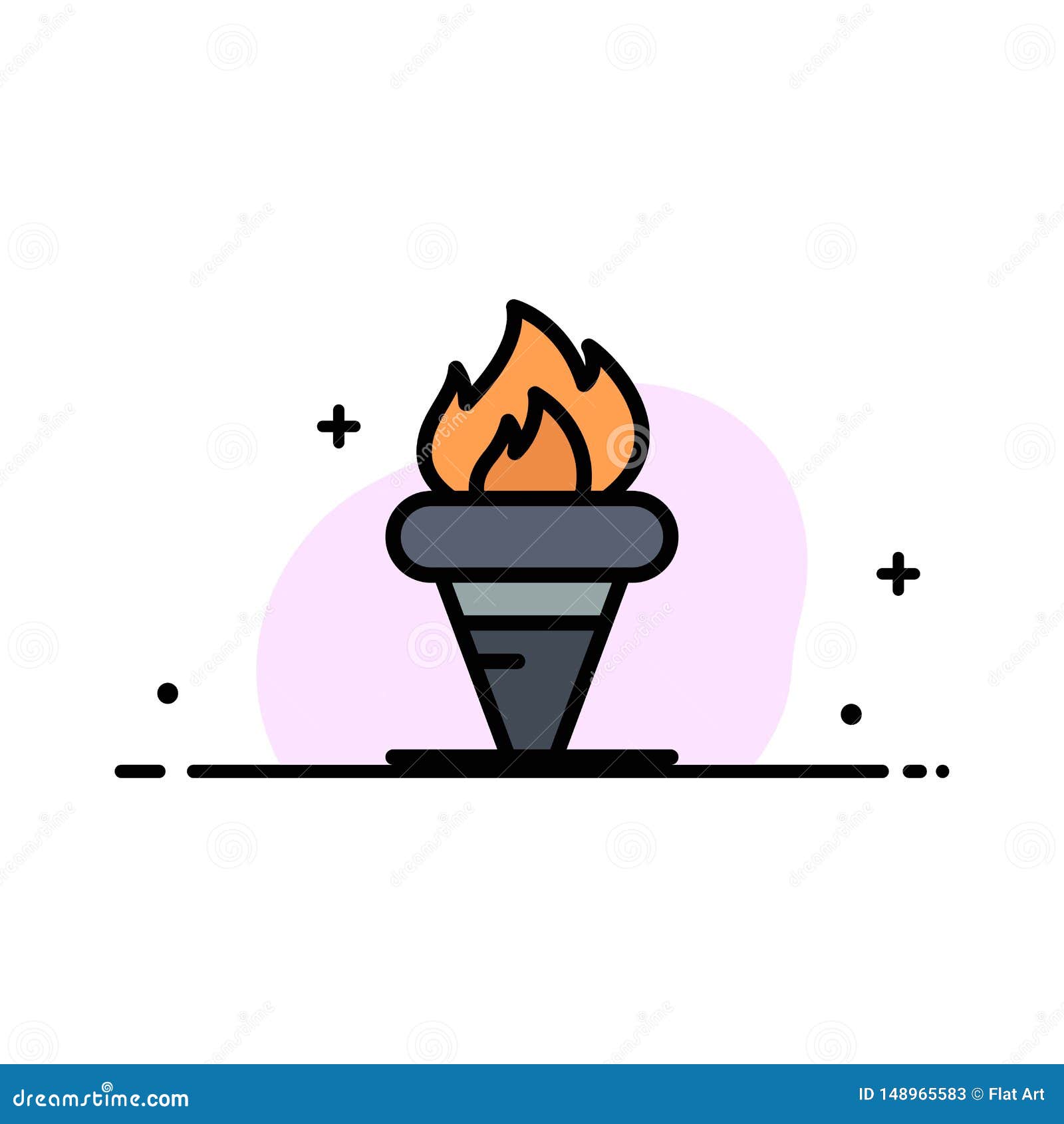 flame, games, greece, holding, olympic  business flat line filled icon  banner template