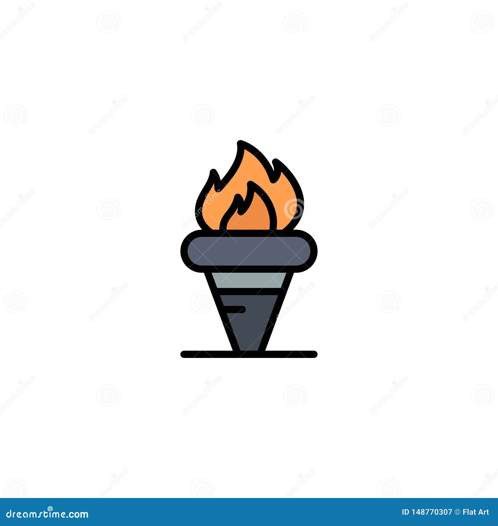 flame, games, greece, holding, olympic business logo template. flat color