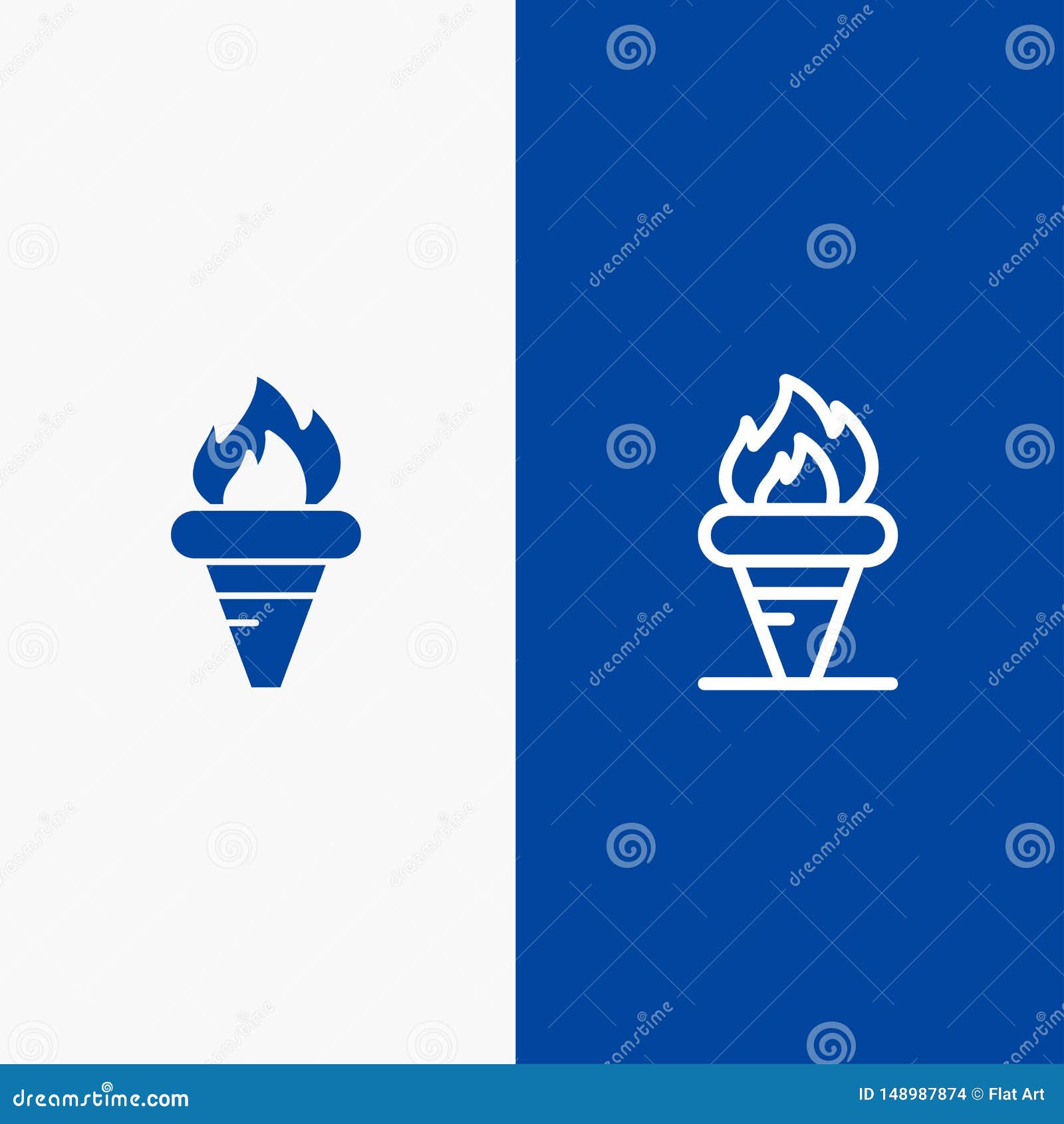 flame, games, greece, holding, olympic line and glyph solid icon blue banner line and glyph solid icon blue banner