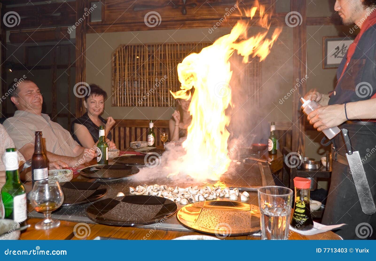 FlameJapanese Teppanyaki Restaurant Scene. Stock Image Image 7713403