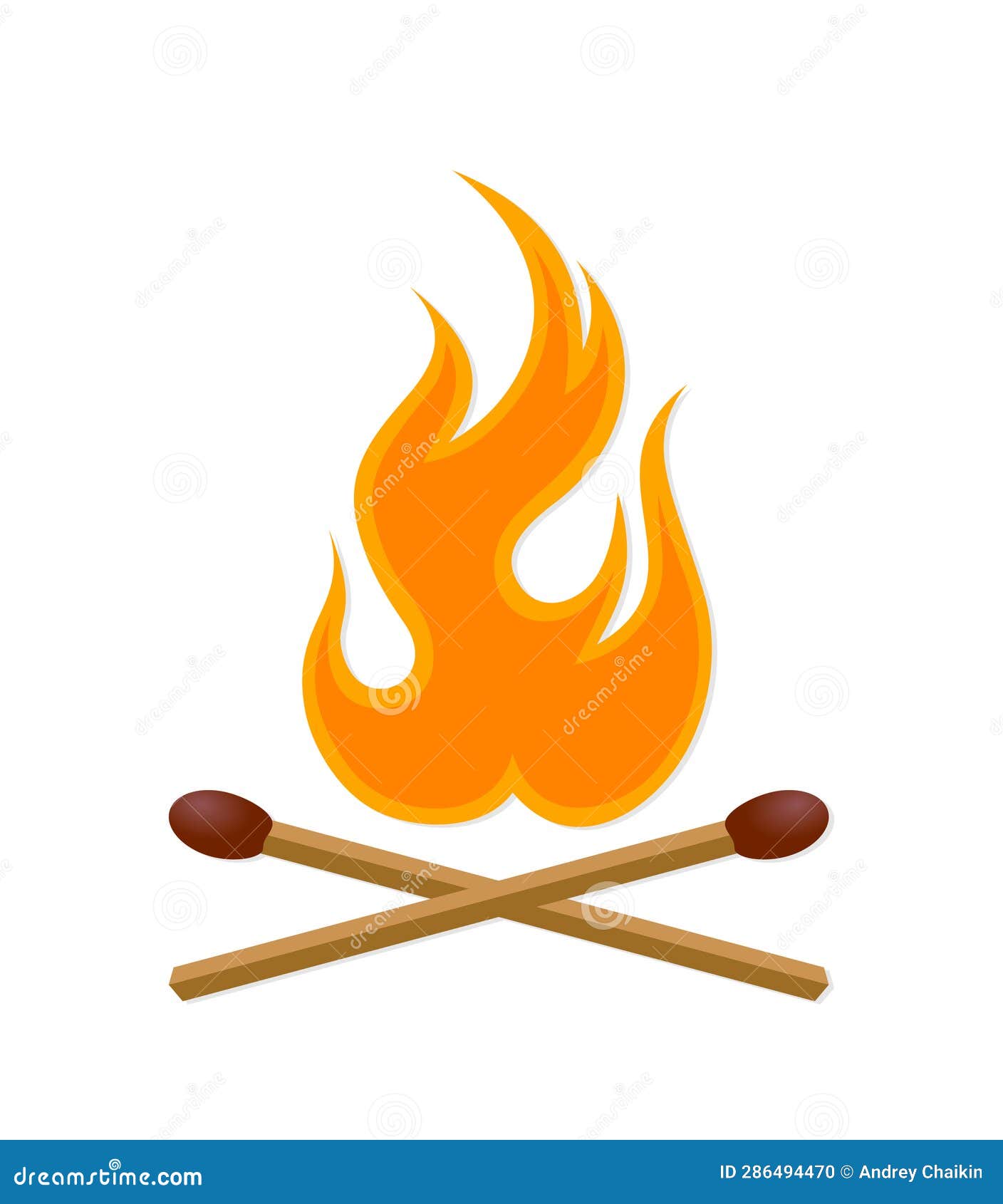 Flame symbol with matches. stock illustration. Illustration of symbol