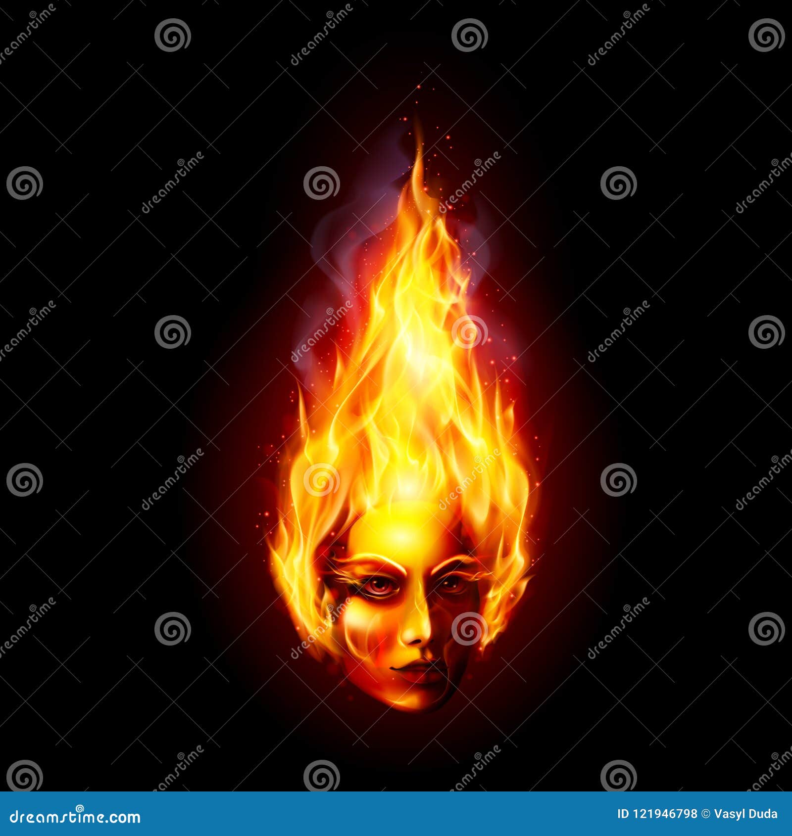 Head in Fire stock vector. Illustration of fire, icon 121946798