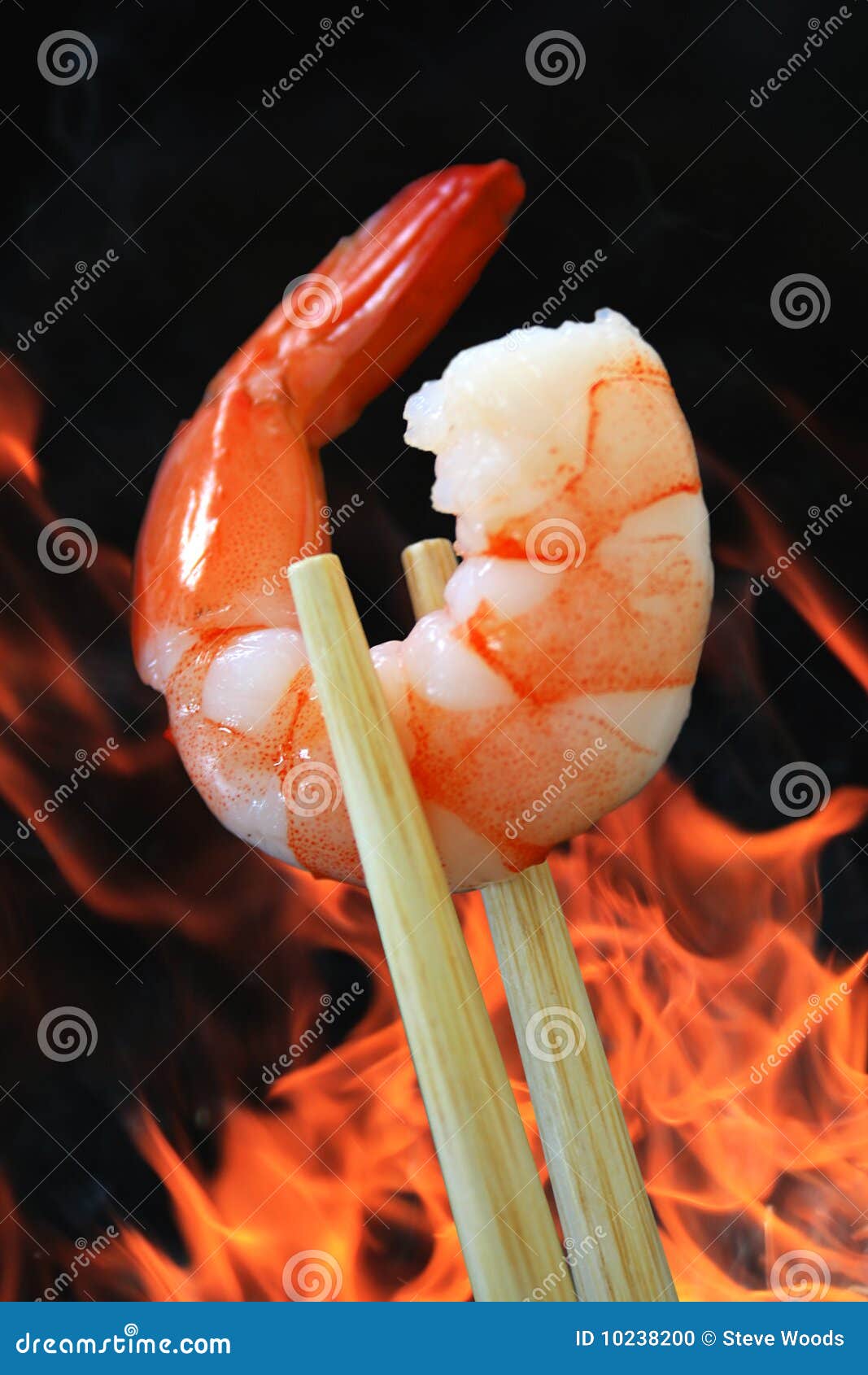 Flamed Prawn stock photo. Image of chopsticks, grill - 10238200