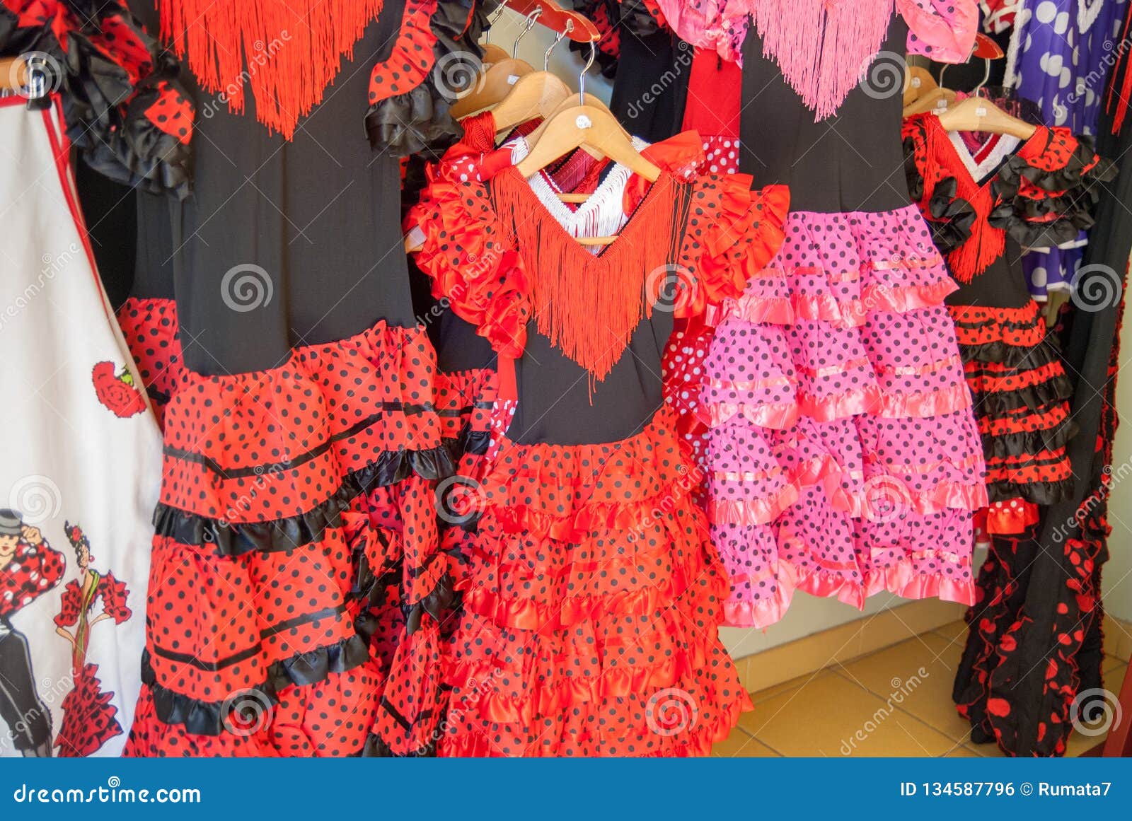 Flamenco Dress Shop At Barcelona Stock 