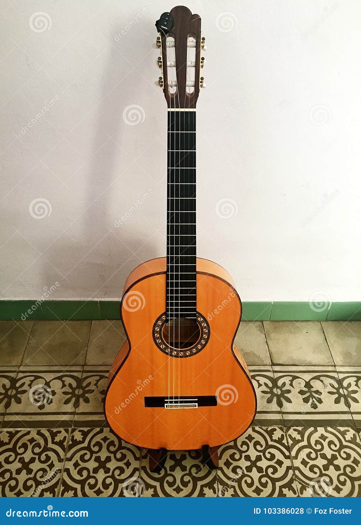 Flamenco Guitar In Spanish Tiled Room Stock Photo Image Of Flamenco Room 103386028