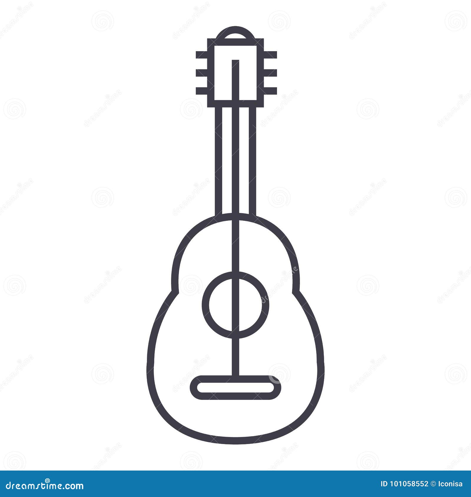 Flamenco Guitar Vector Line Icon, Sign, Illustration On Background ...