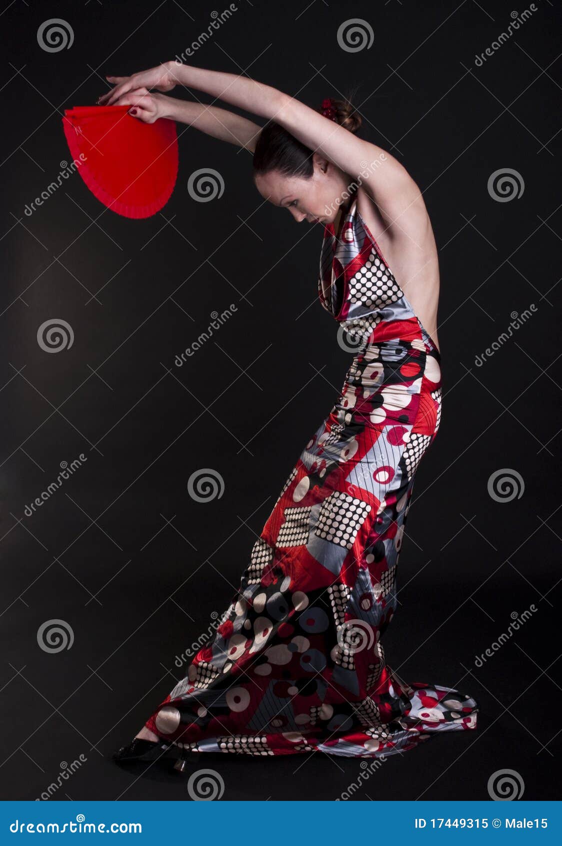 Flamenco Woman Dancer With Red Fan Stock Image Image Of Culture Line