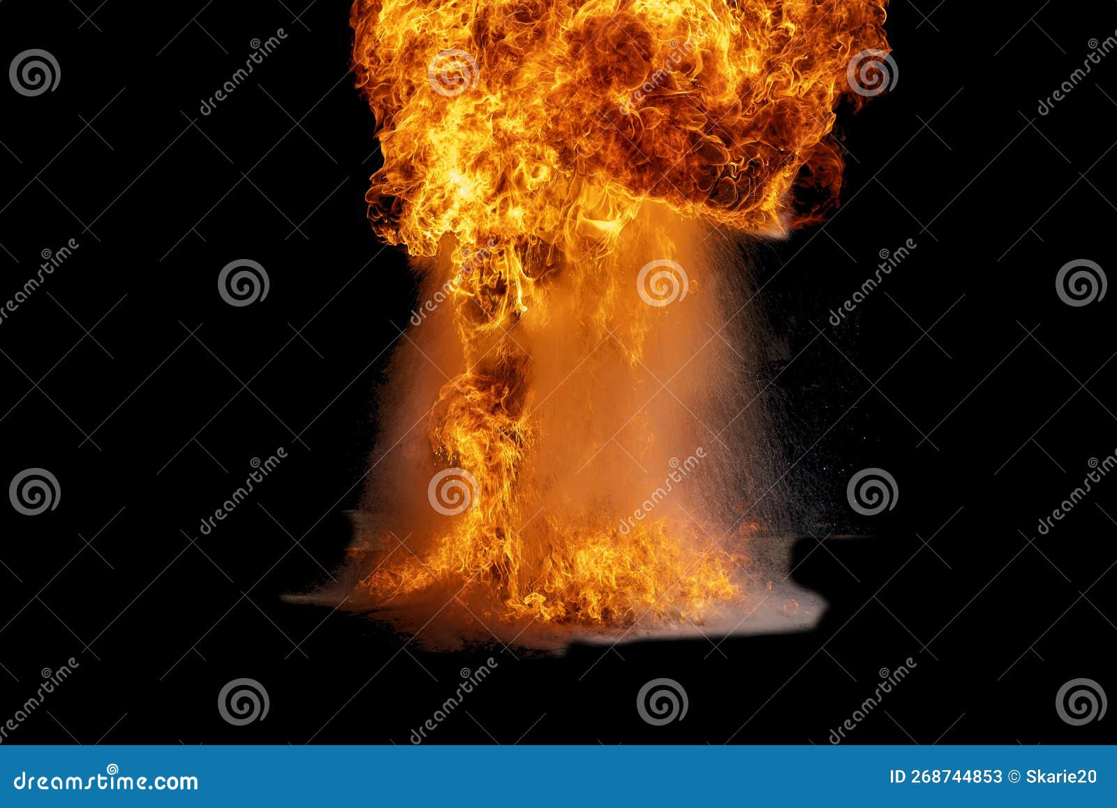 Flames Caused by the Explosion of the Oil. Demonstration of Water on