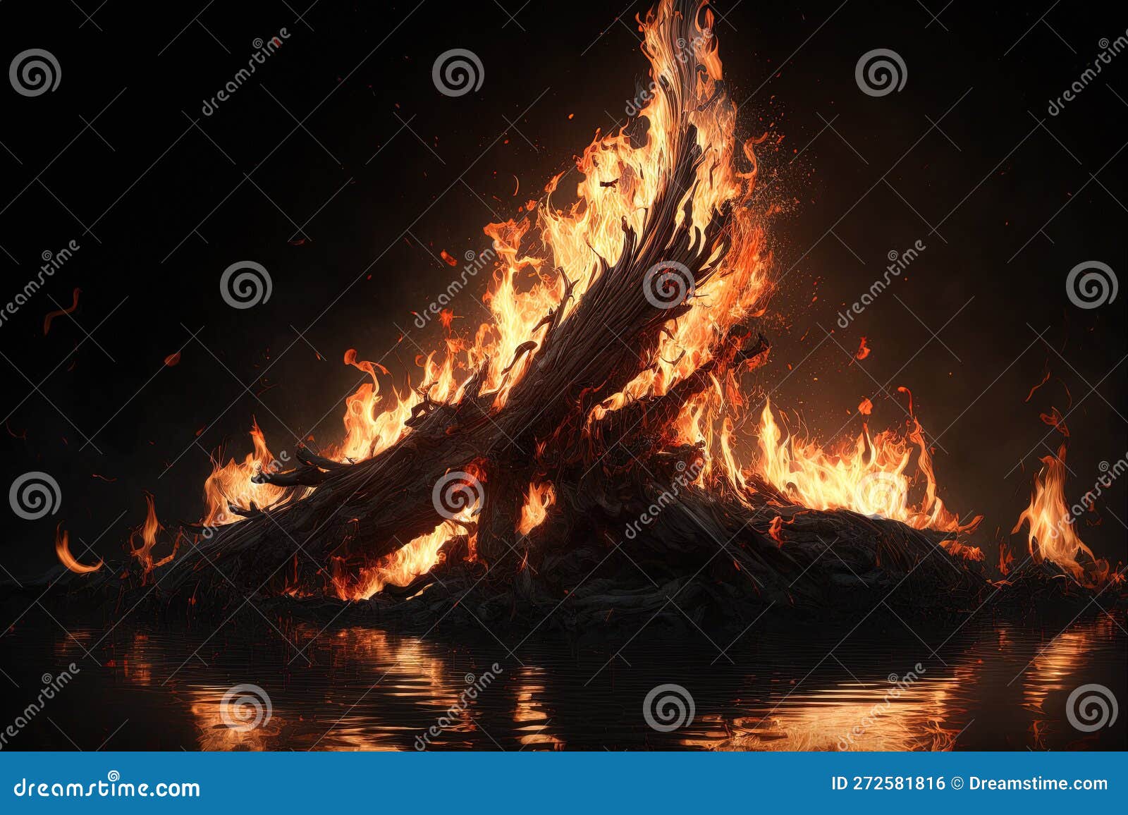 The Flames of Darkness Float in the Air.Fire Charcoal Stock