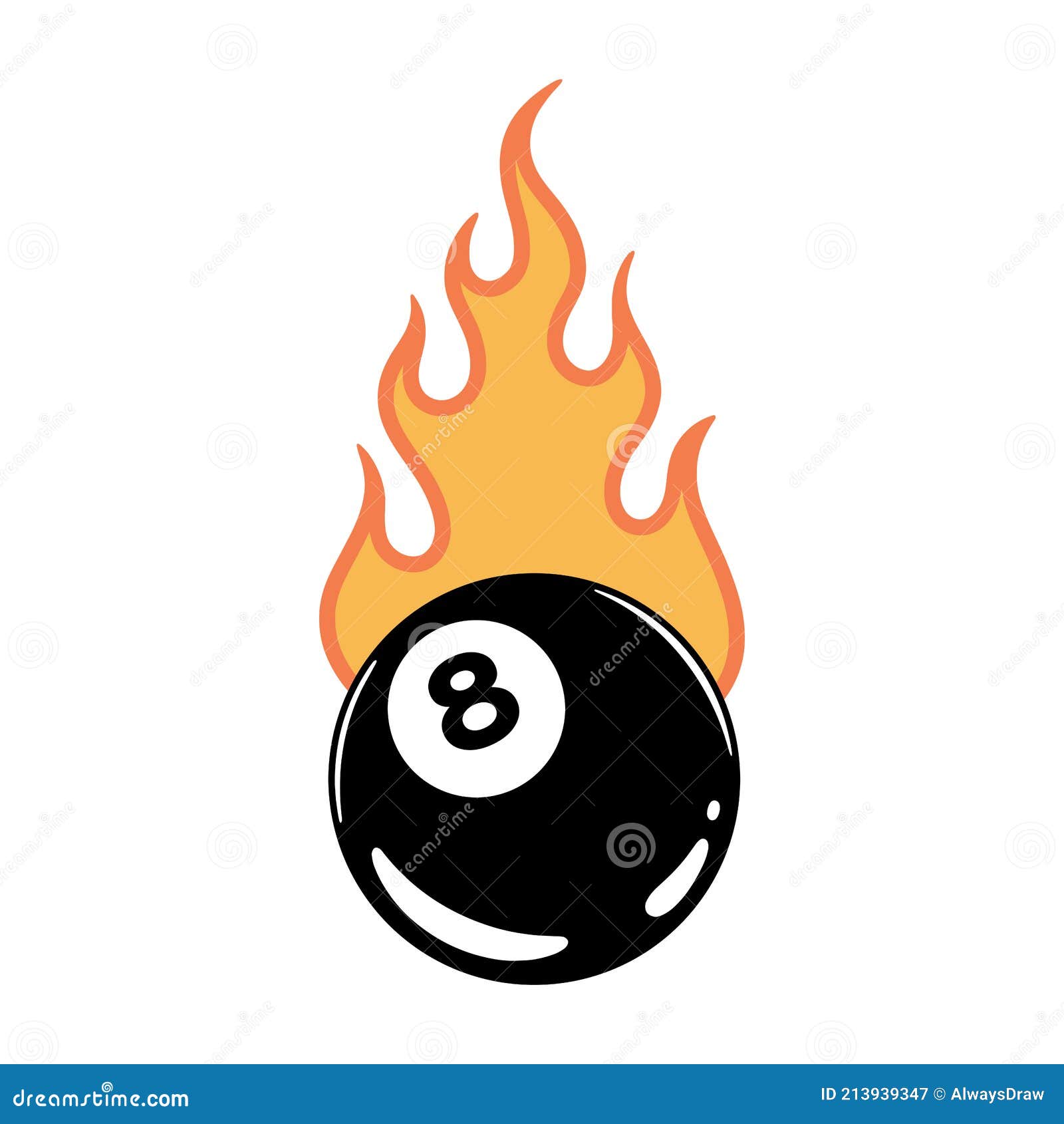 FLAMING BILLIARD 8 BALL COLOR WHITE Stock Vector - Illustration of ...