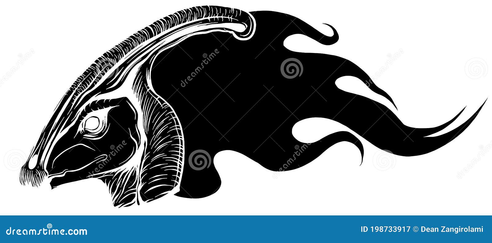 Flaming Dinosaurus with Flames Black Silhouette Isolated Vector ...