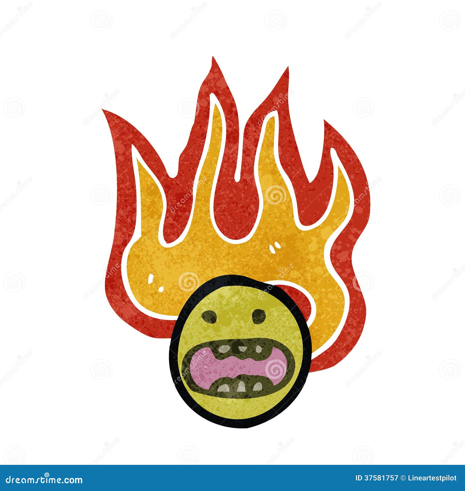 Flaming Face Symbol Retro Cartoon Stock Vector - Illustration of ...