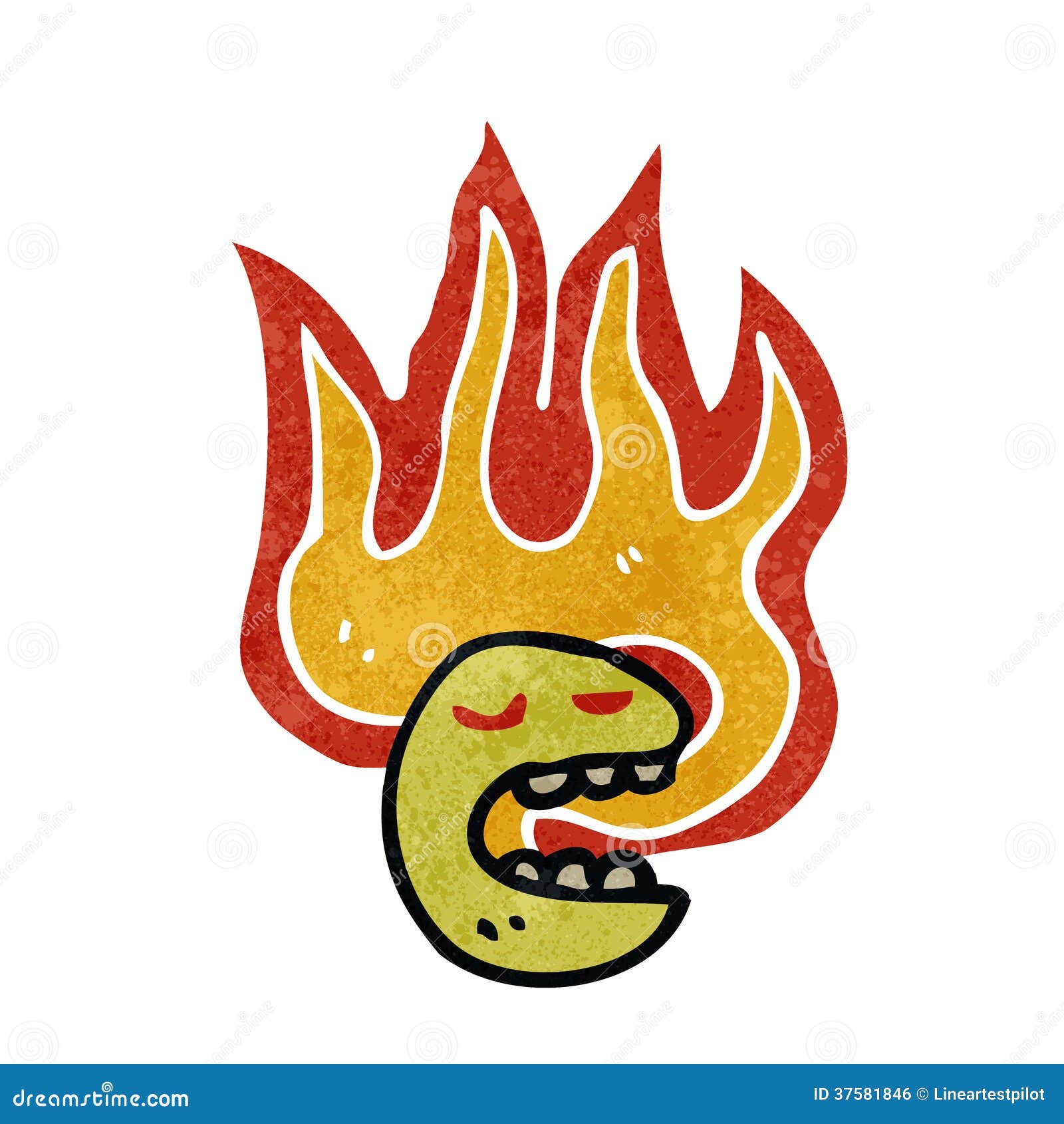 Flaming Face Symbol Retro Cartoon Stock Vector - Illustration of ...