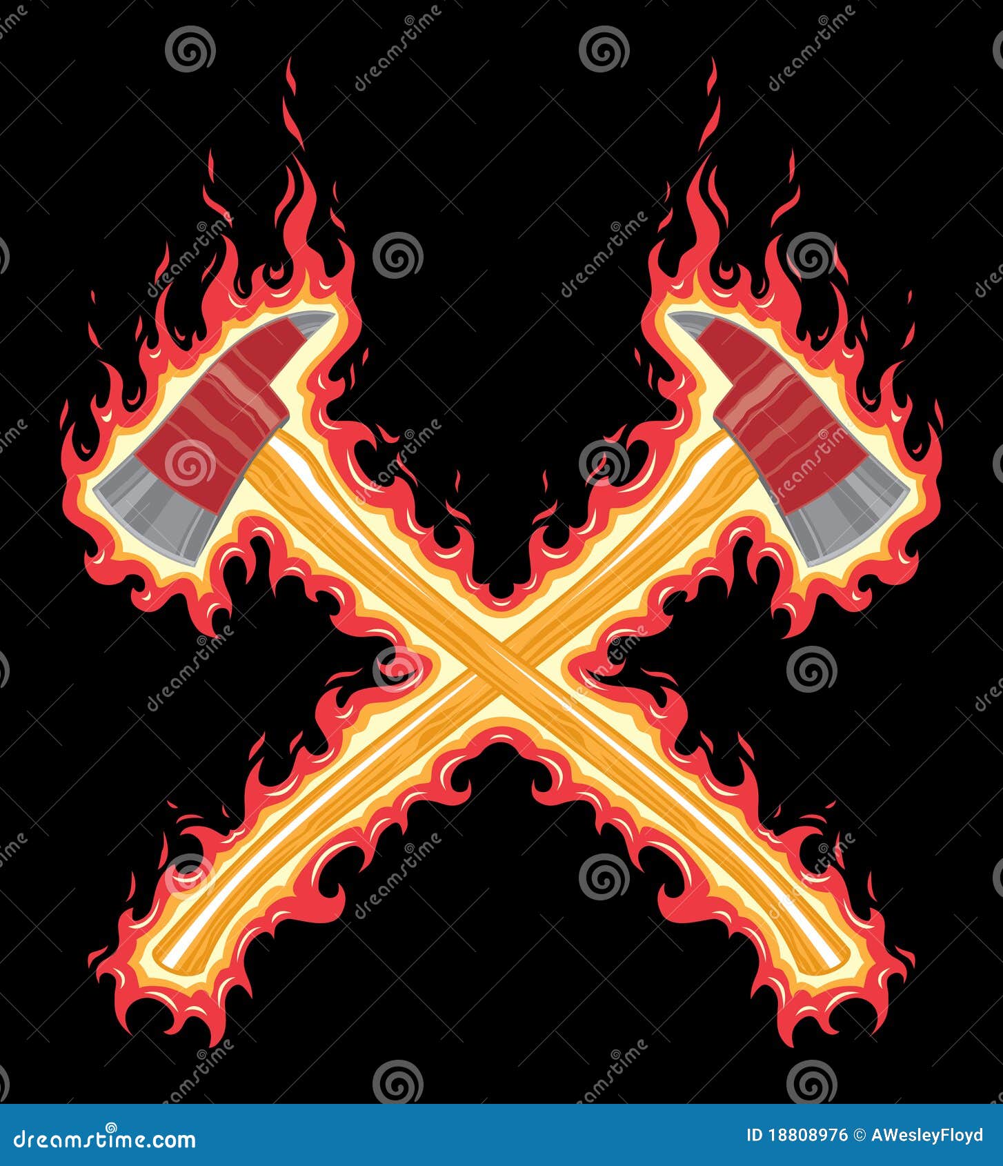 flaming firefighter axe