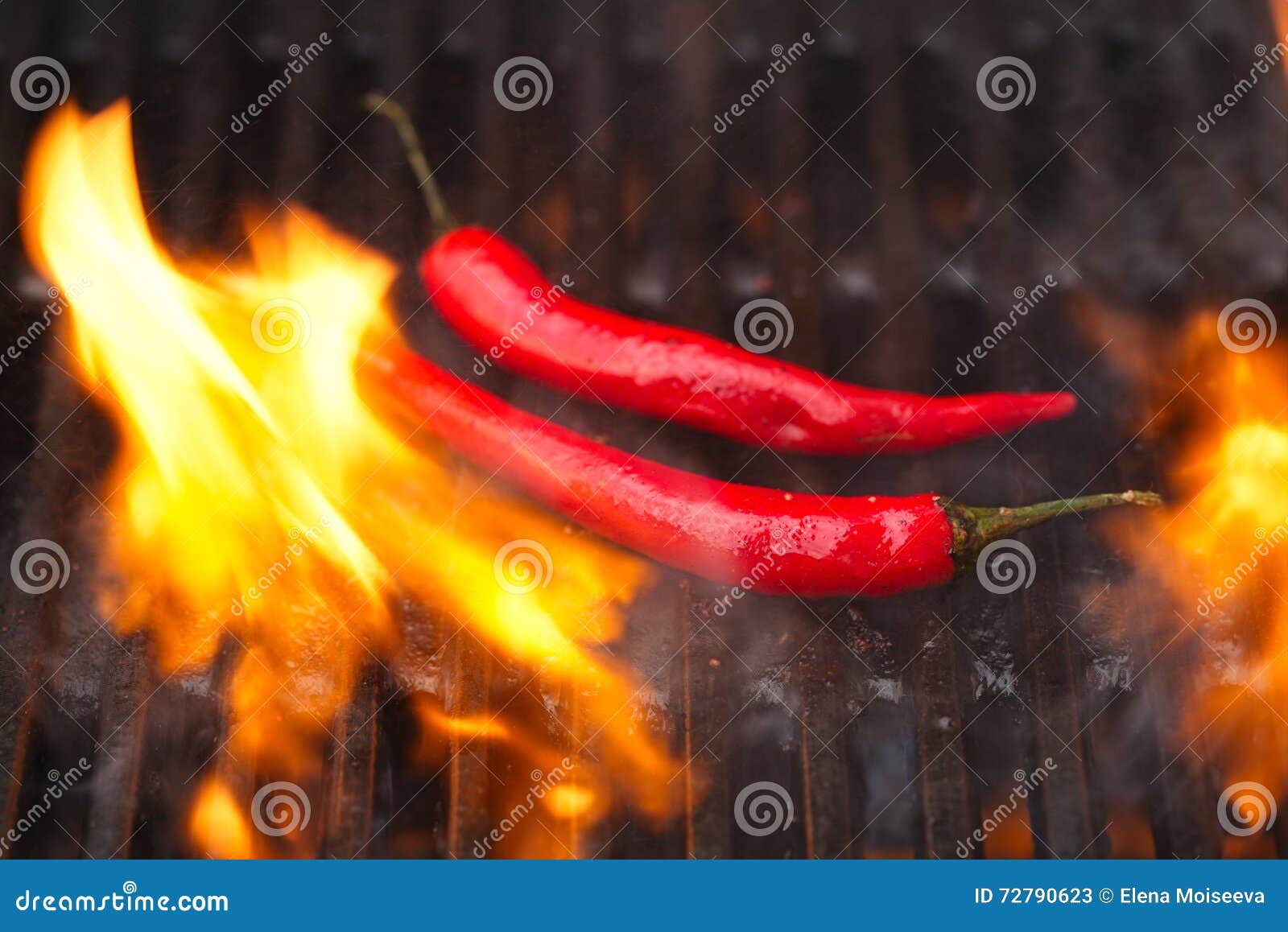 Flaming Hot Chilli Peppers on Bbq Grill Stock Image Image of peppers