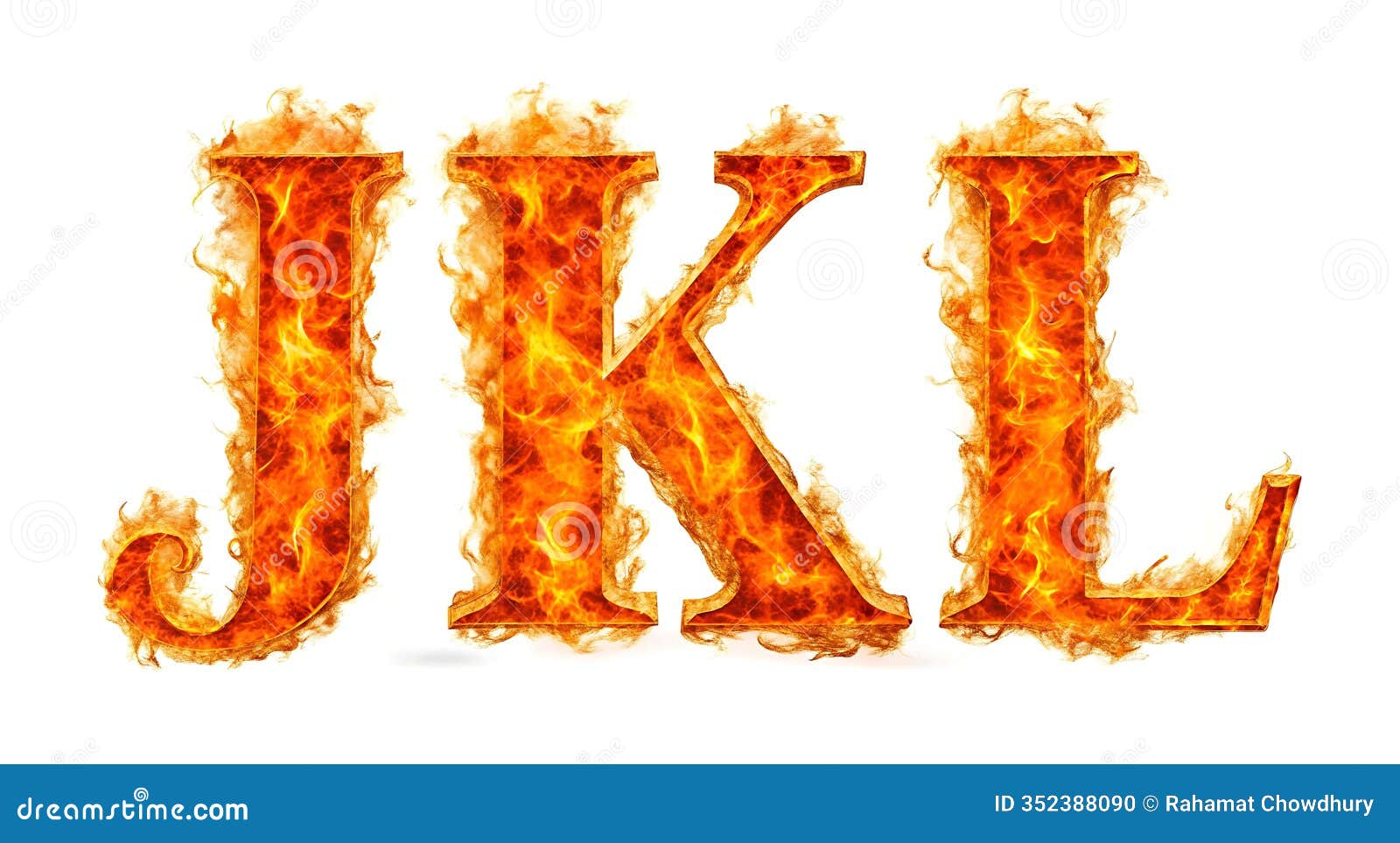 flaming jkl fiery alphabet letters burning typography   on white background