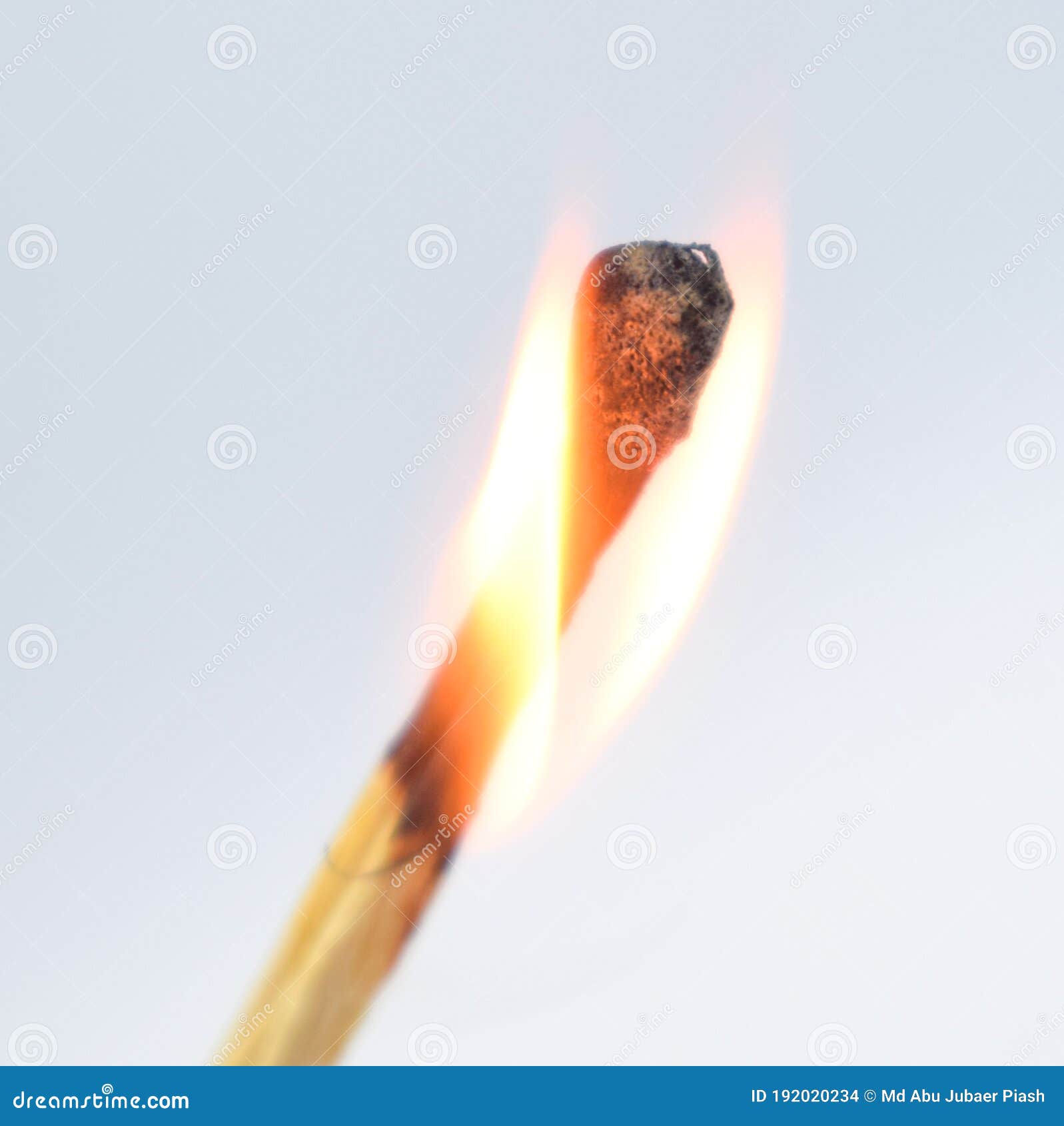 Flaming Match Stick Burning in the Middle of a White Isolated
