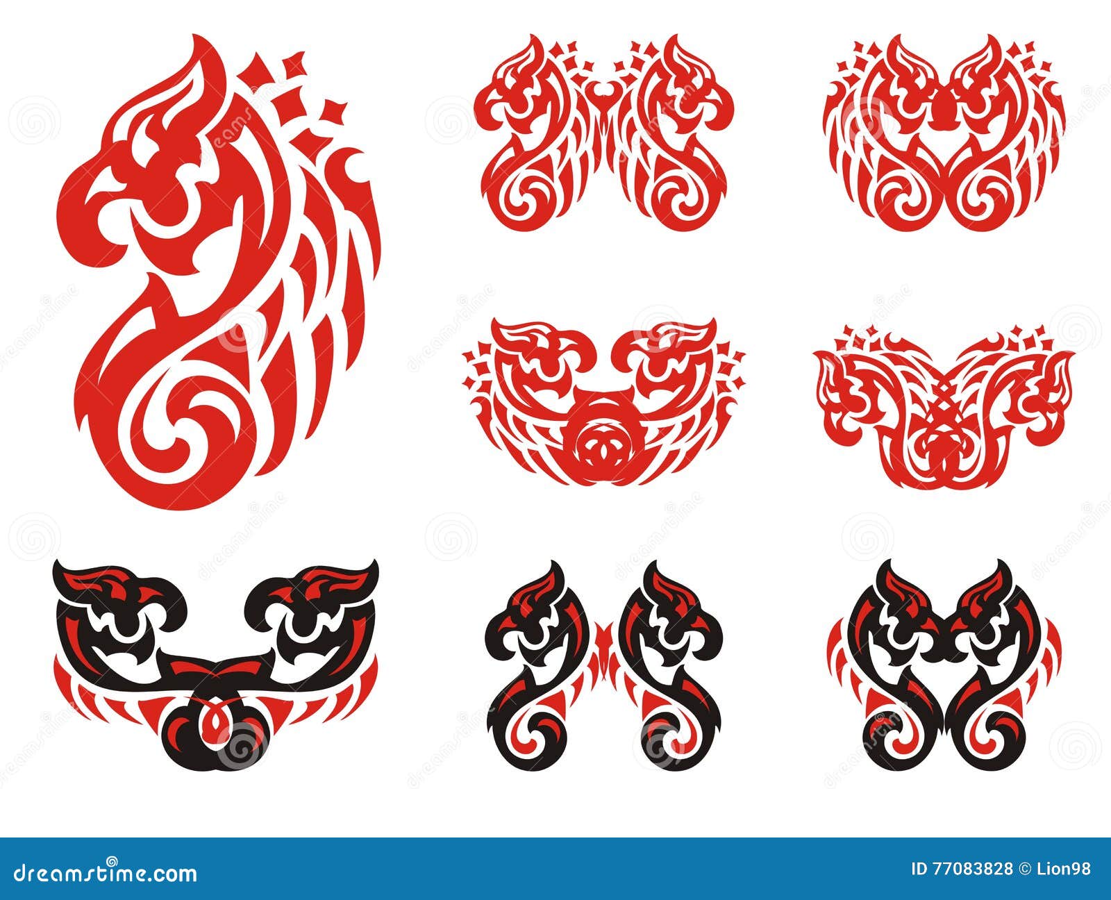 Flaming Stylized Twirled Eagle Symbols Stock Vector - Illustration of ...