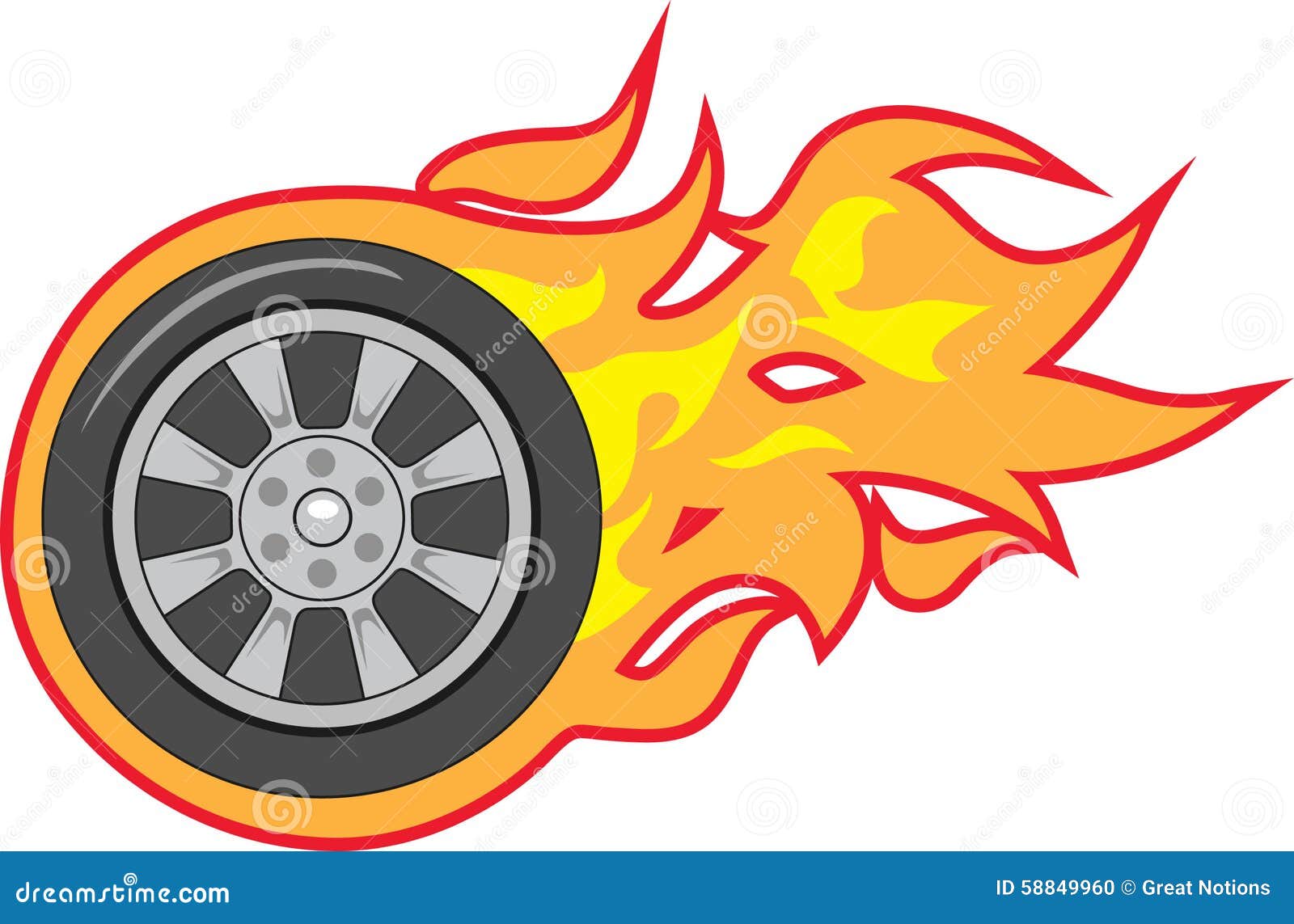 Flaming Tire Stock Illustration Illustration Of Transportation 58849960