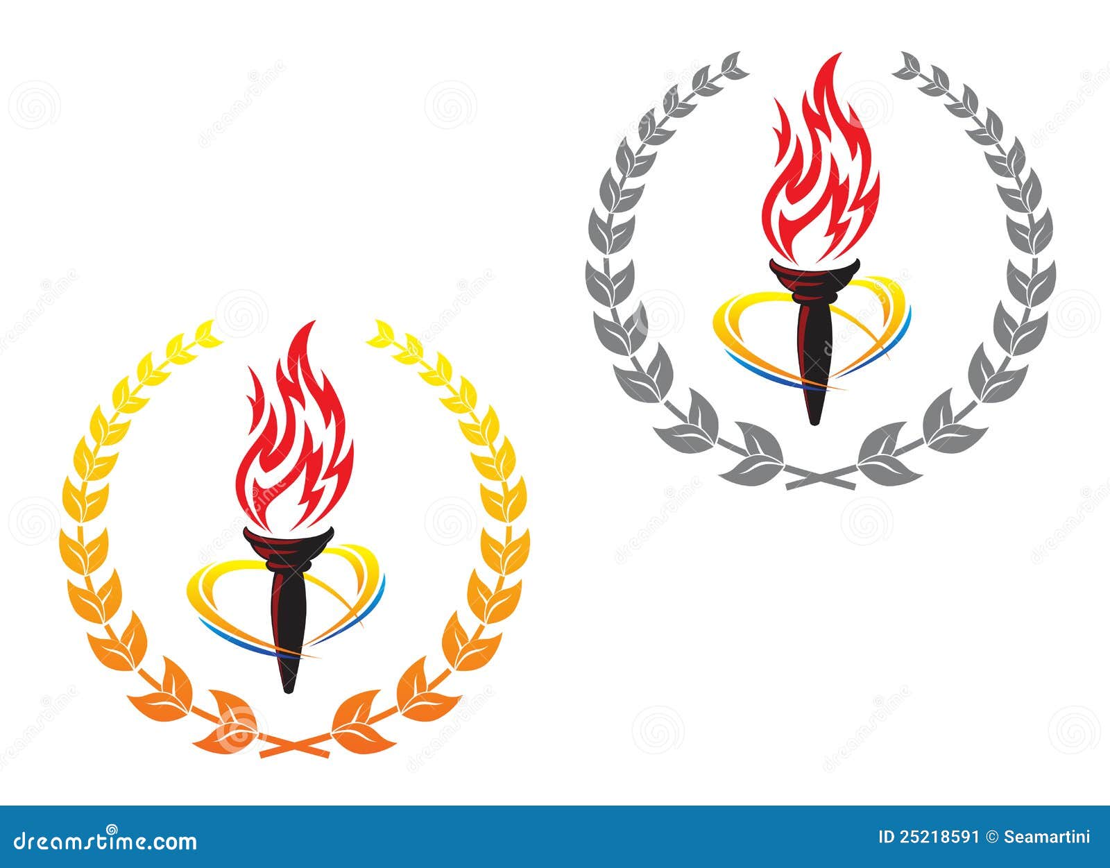 Flaming Torches in Laurel Wreathes Stock Vector Illustration of logo, icon 25218591